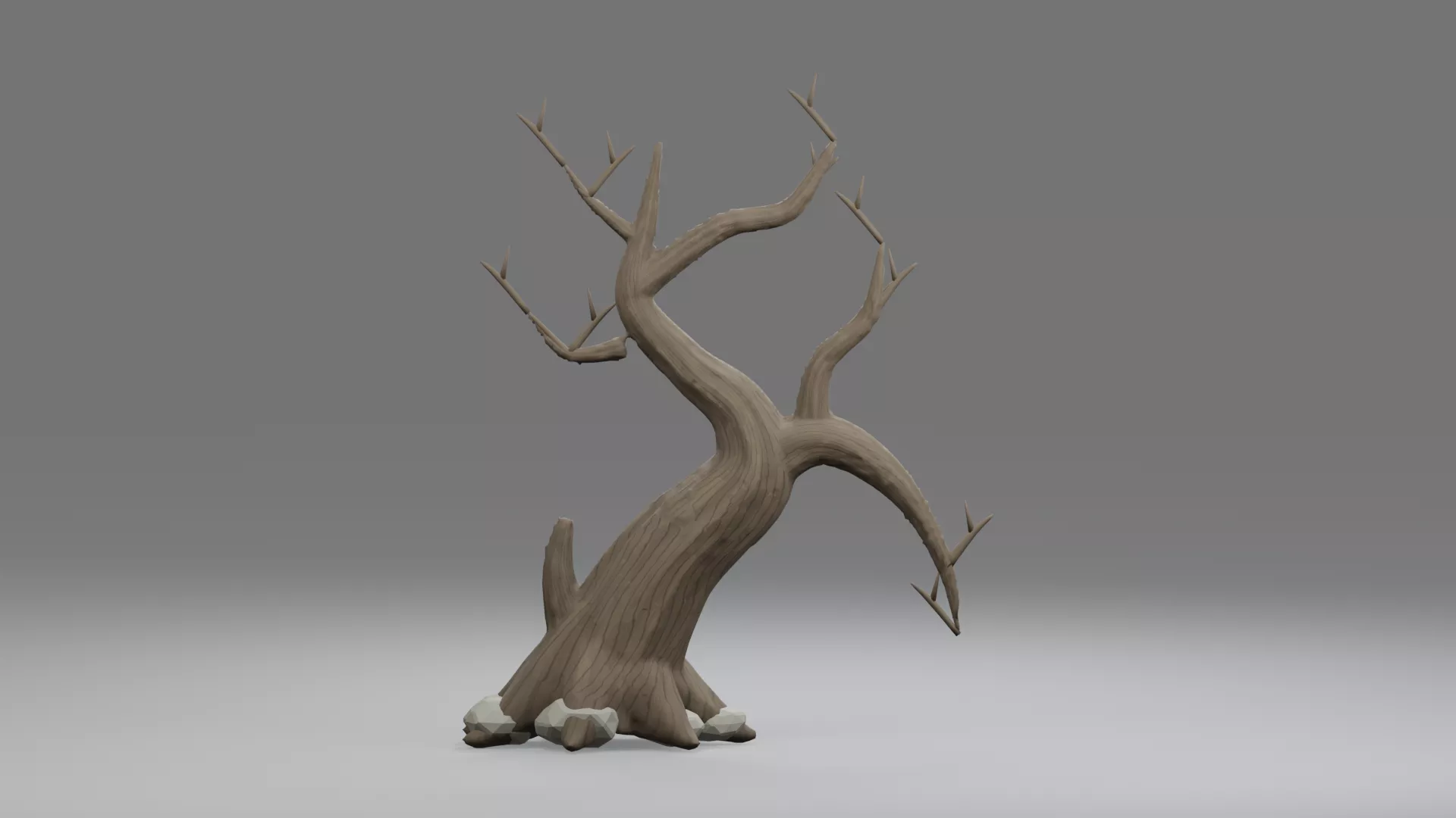 Tree Topolgi 3D model Twisted Leafless Tree with Long Side Limb VR / AR / low-poly ...