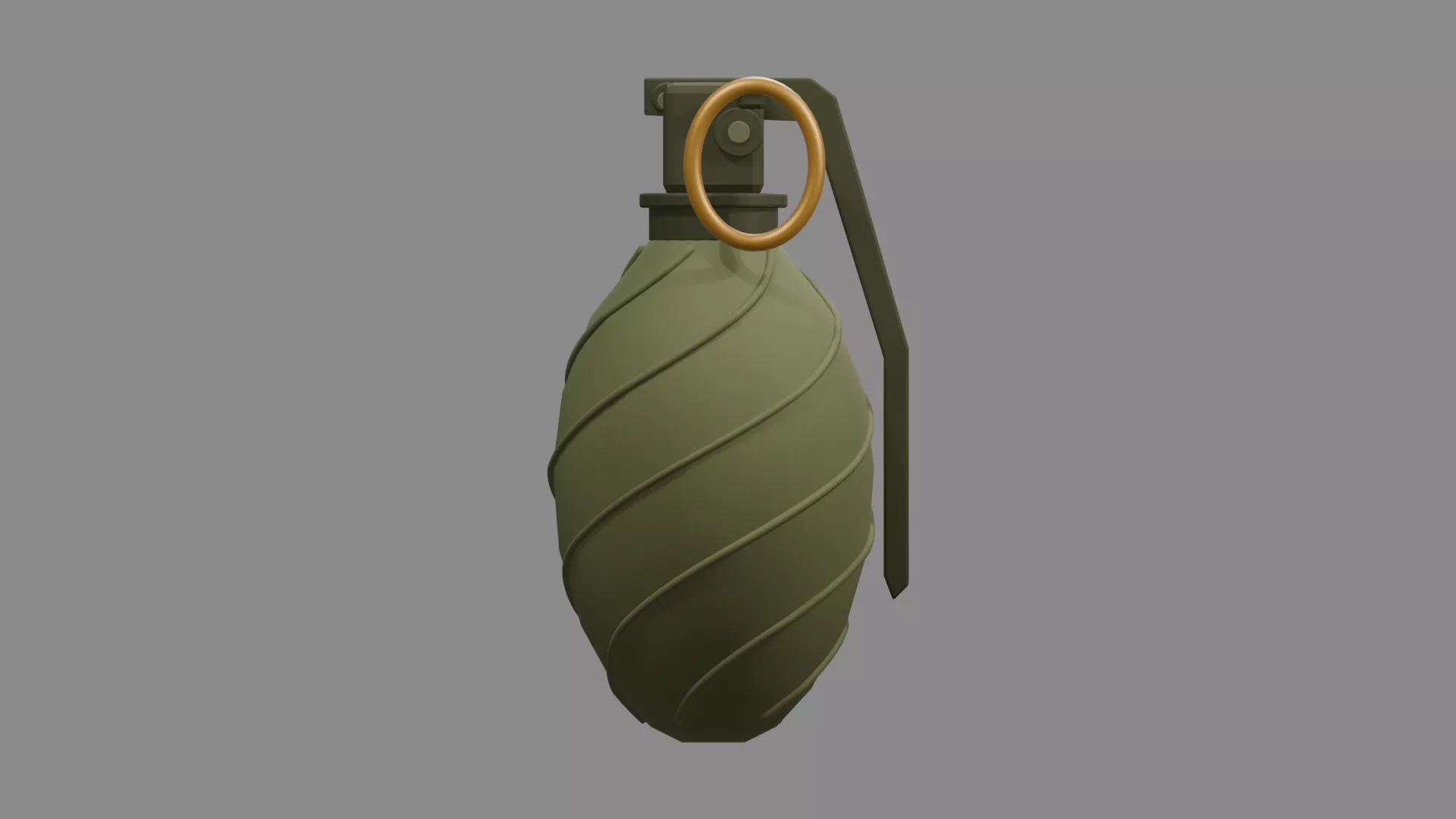Spiral Grooved Green Hand Grenade Low-poly 3D model