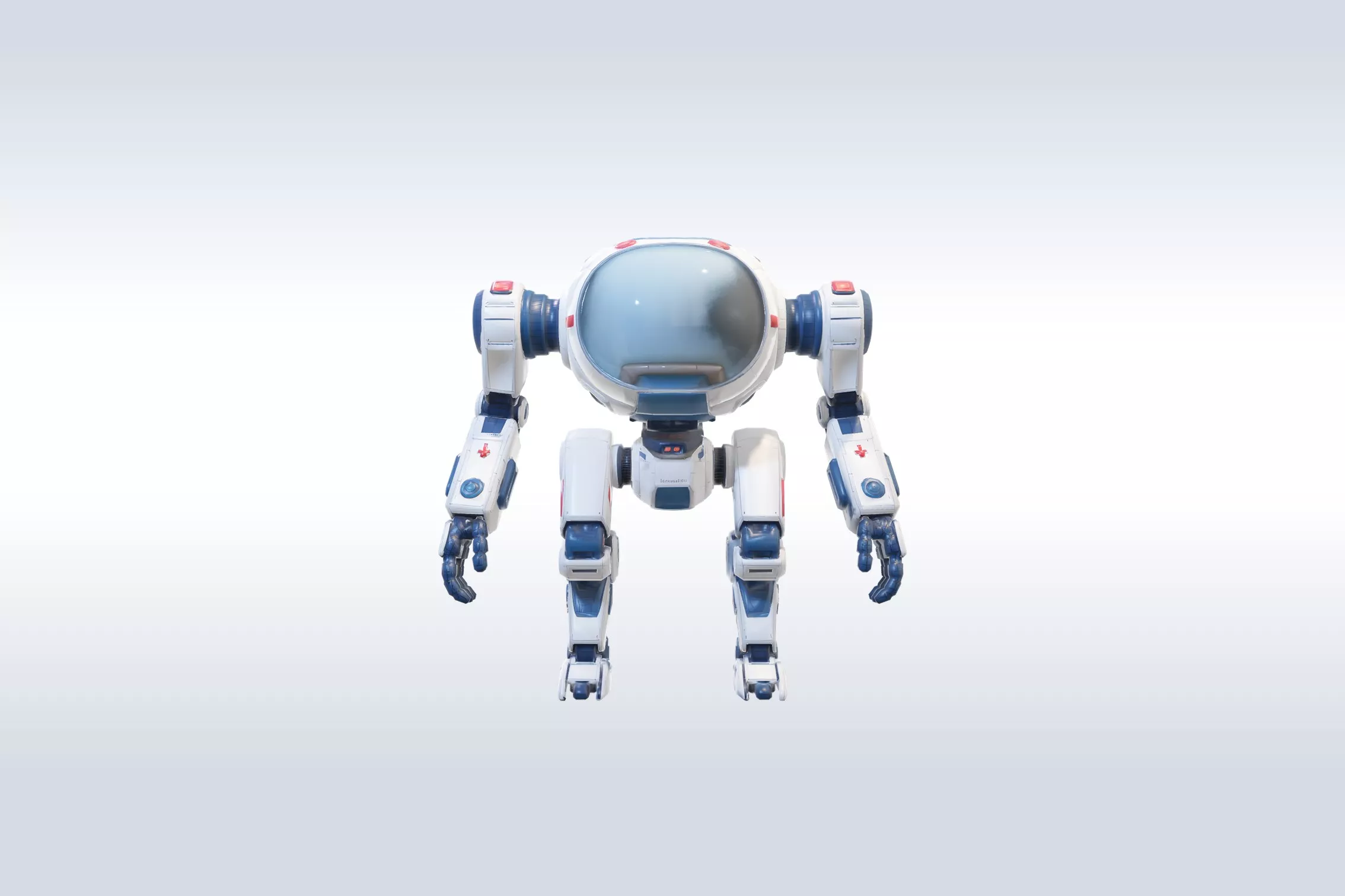 Robot with Human Pilot in Transparent Dome 123 Low-poly 3D model