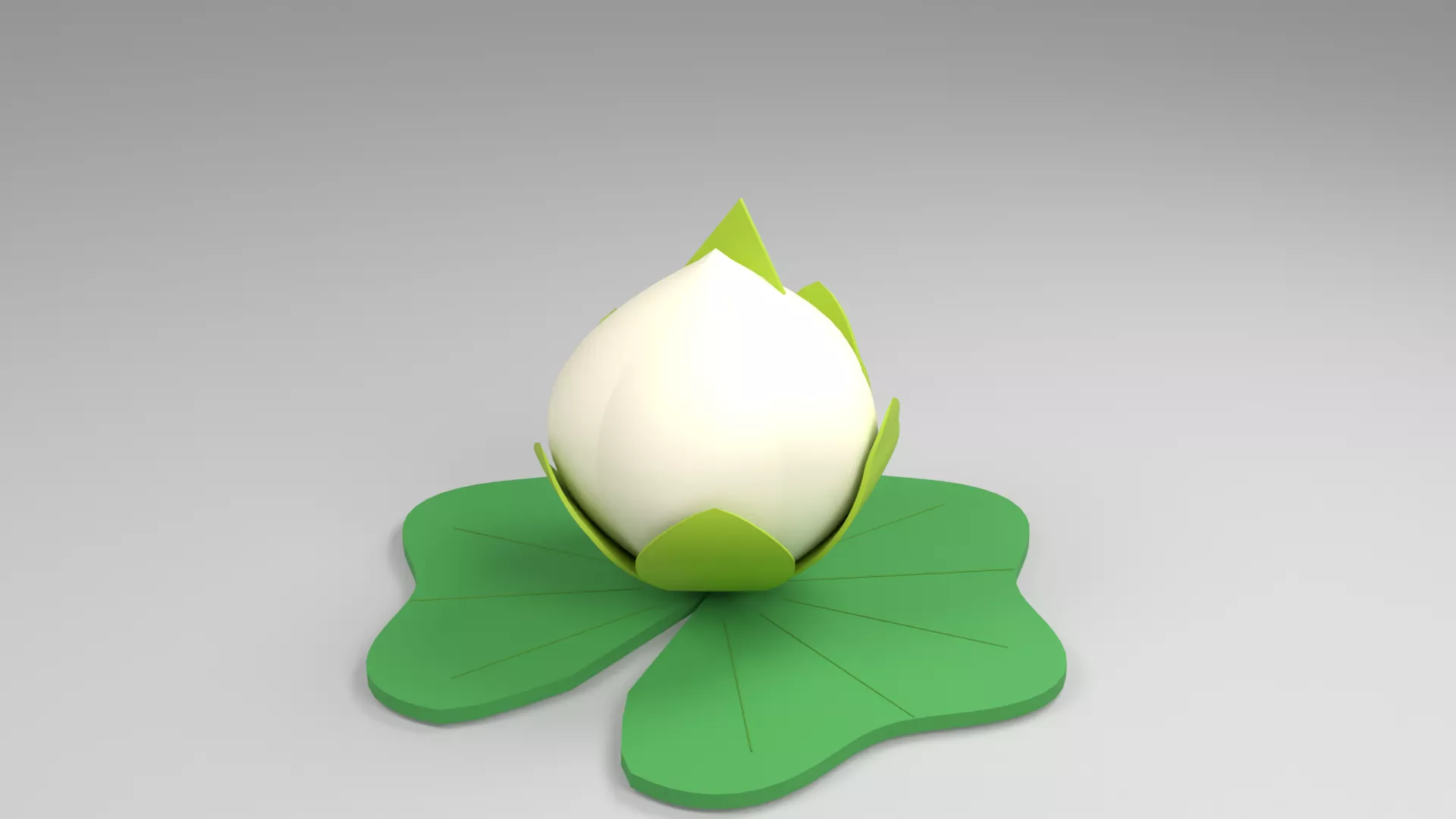 Closed Ivory Water Lily Bud Low-poly 3D model