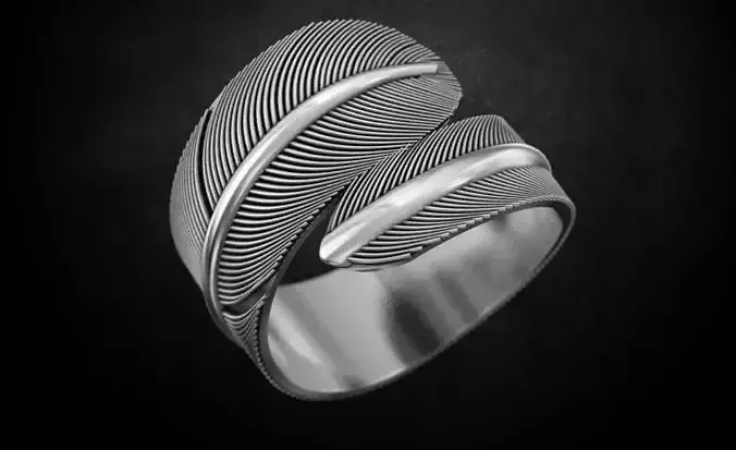 Bird feather ring many sizes 149 3D print model