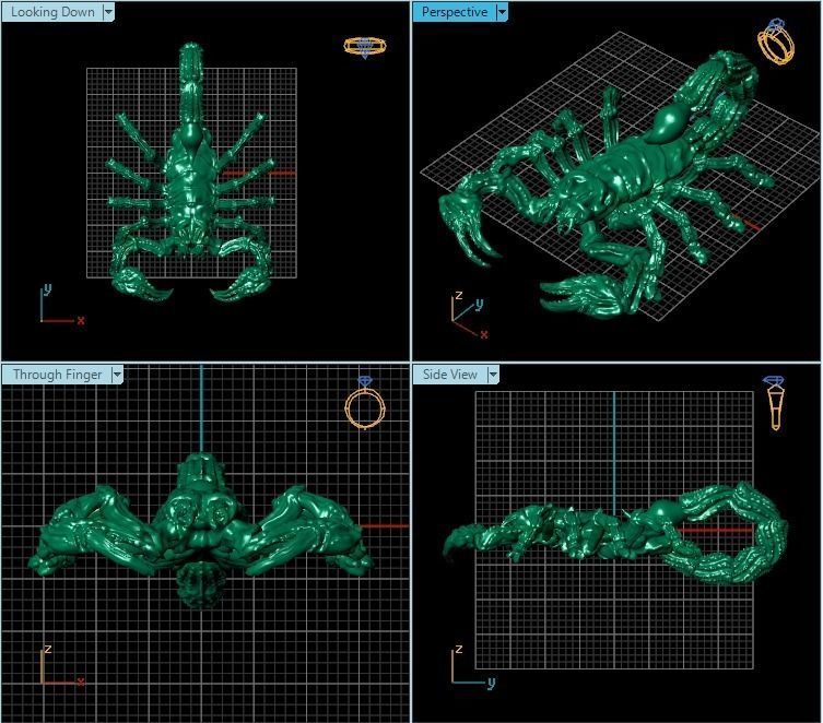 Pendant scorpion in gold 3D print model_2
