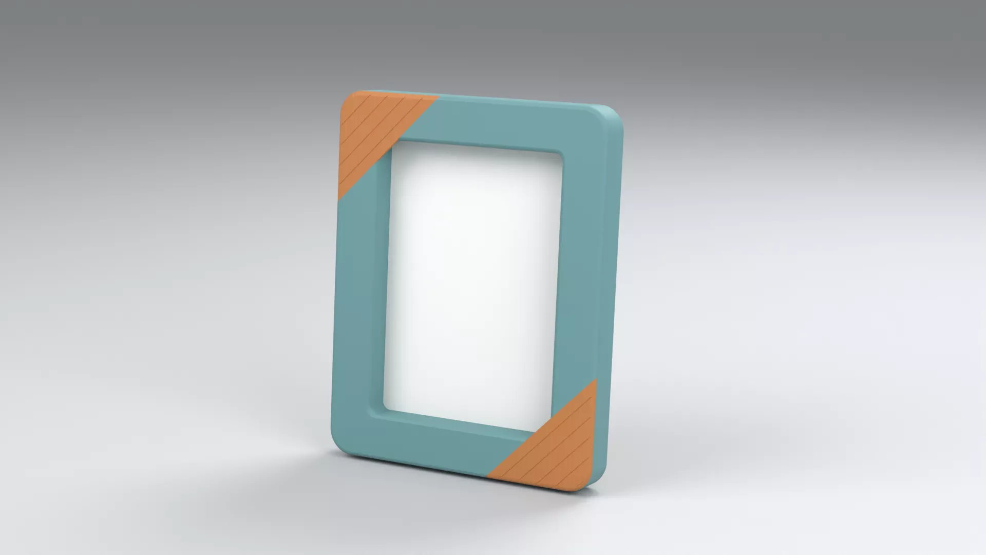 Teal Picture Frame with Orange Corner Caps Low-poly 3D model