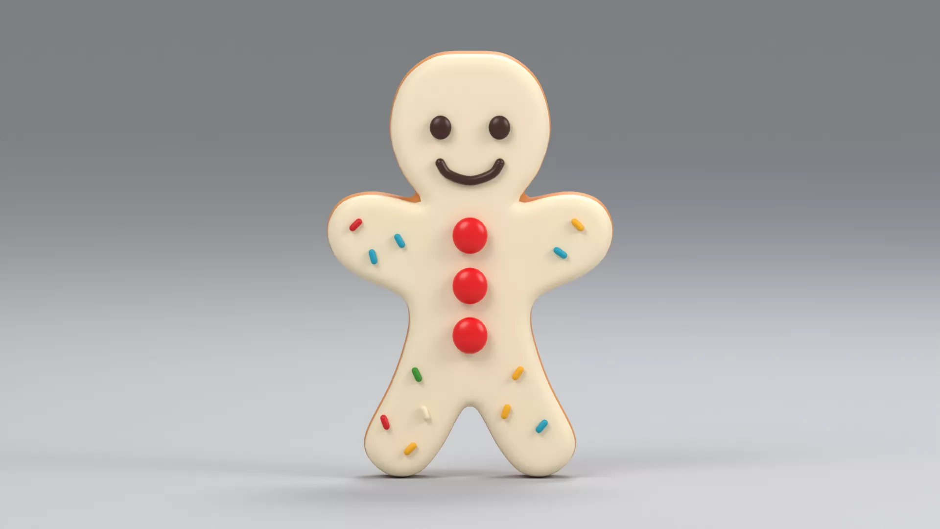 Cream Iced Biscuit Figure with Red Buttons Low-poly 3D model