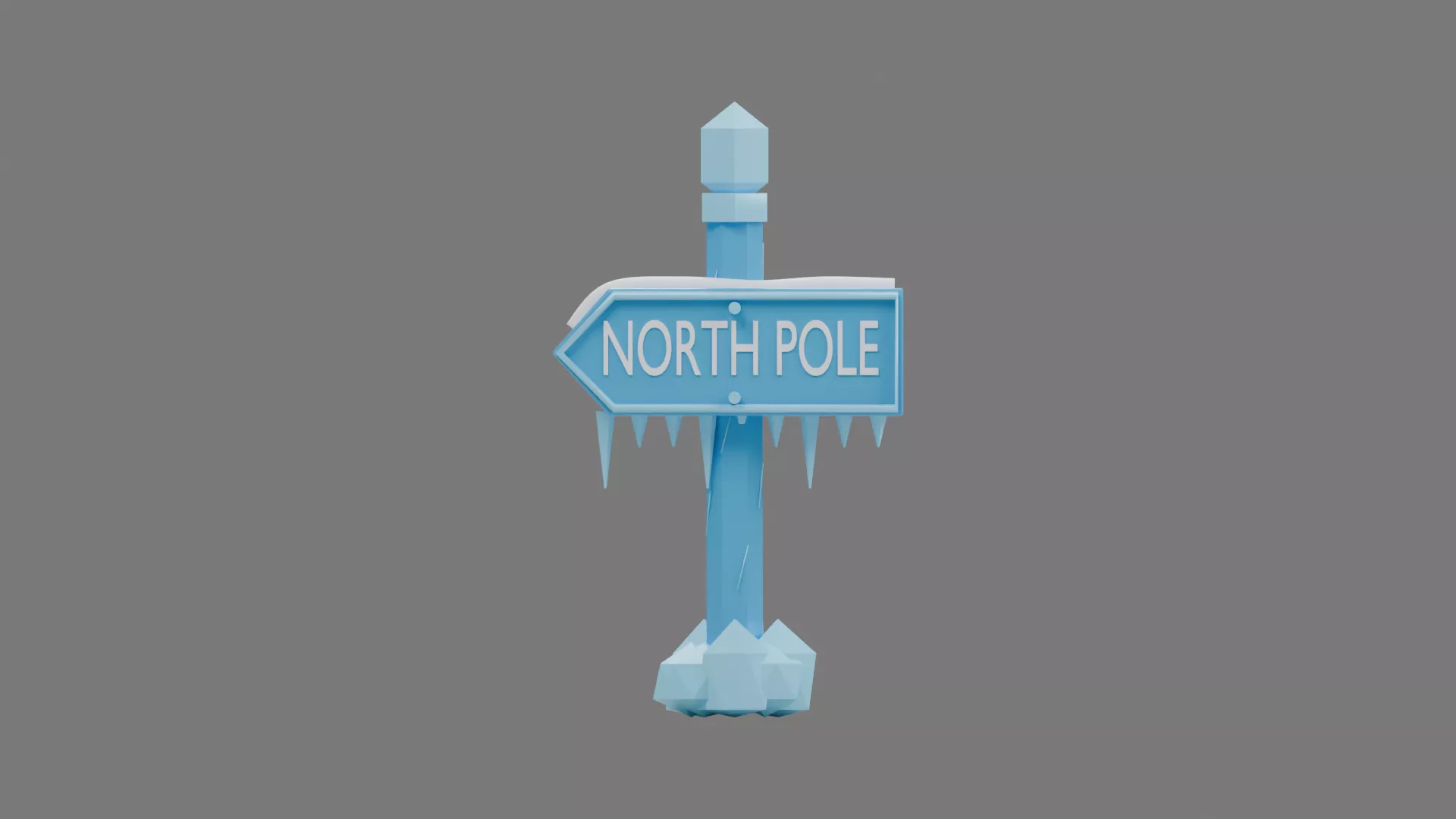 Icy Blue Holiday Direction Sign Low-poly 3D model