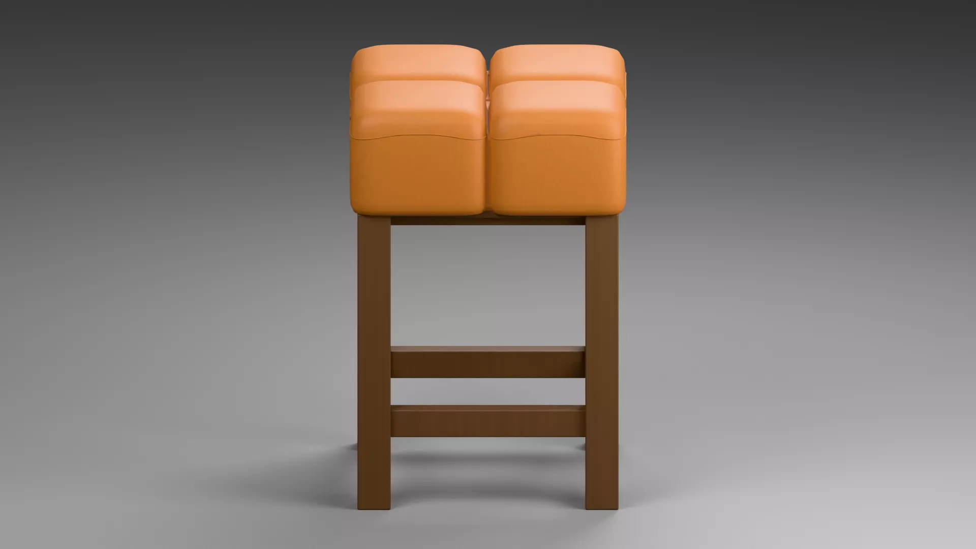 Orange Padded Bar Stool with Timber Footrest Low-poly 3D model