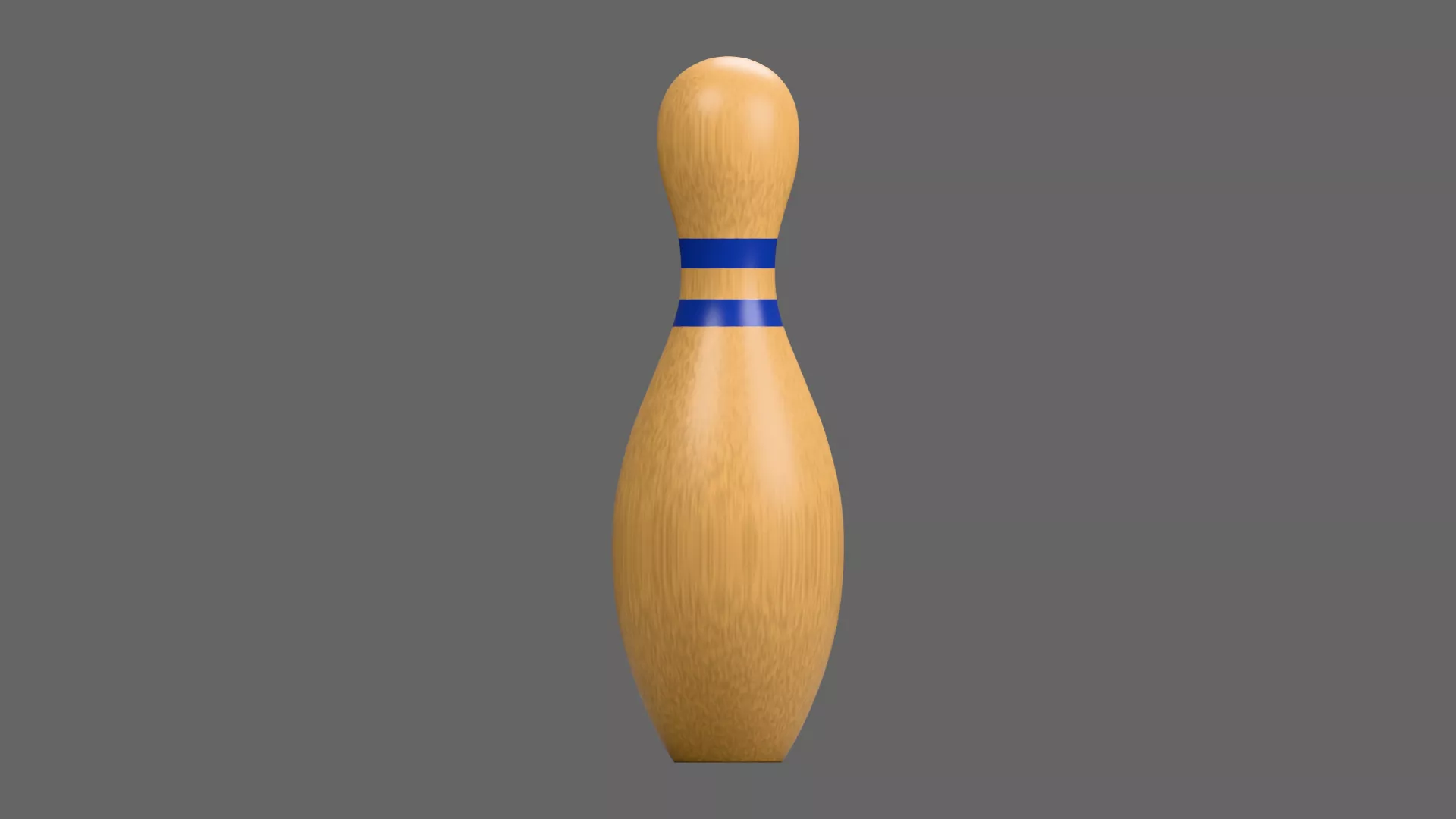 Wooden Duckpin with Blue Stripes Low-poly 3D model