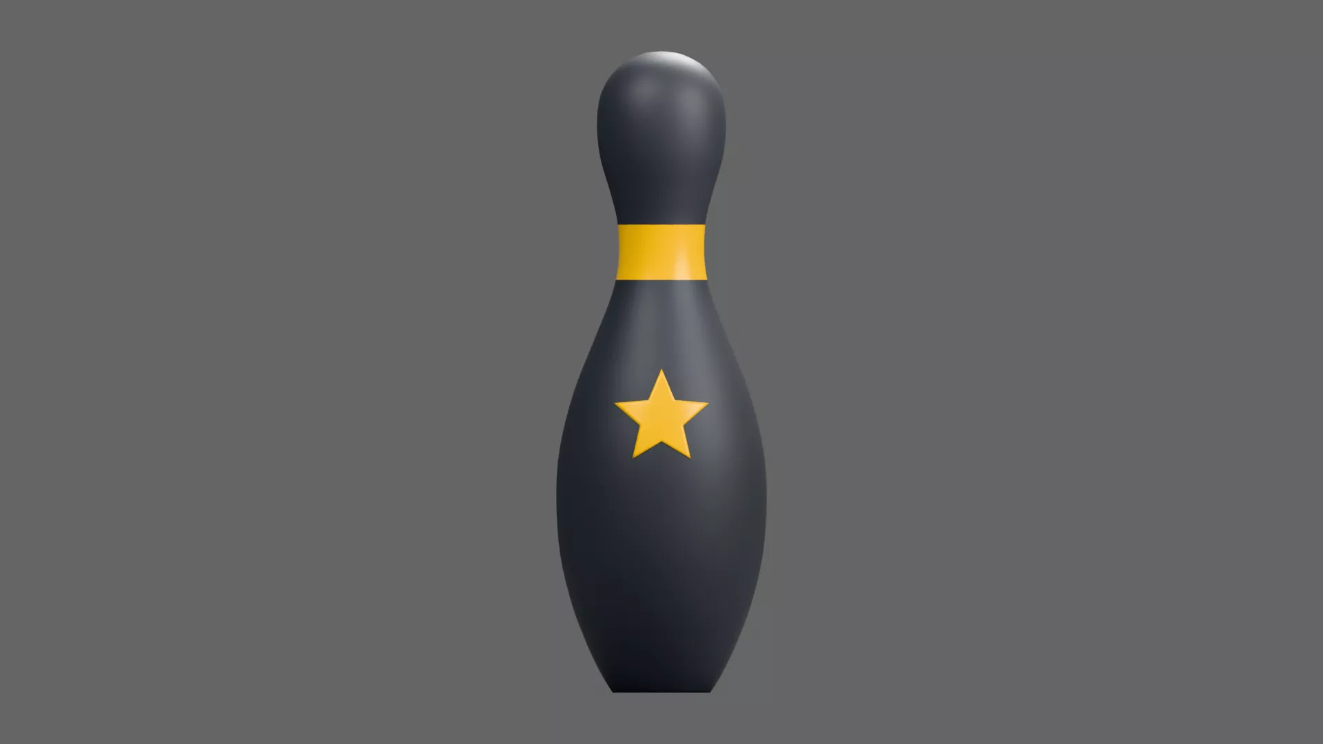 Dark Bowling Pin with Golden Star Low-poly 3D model