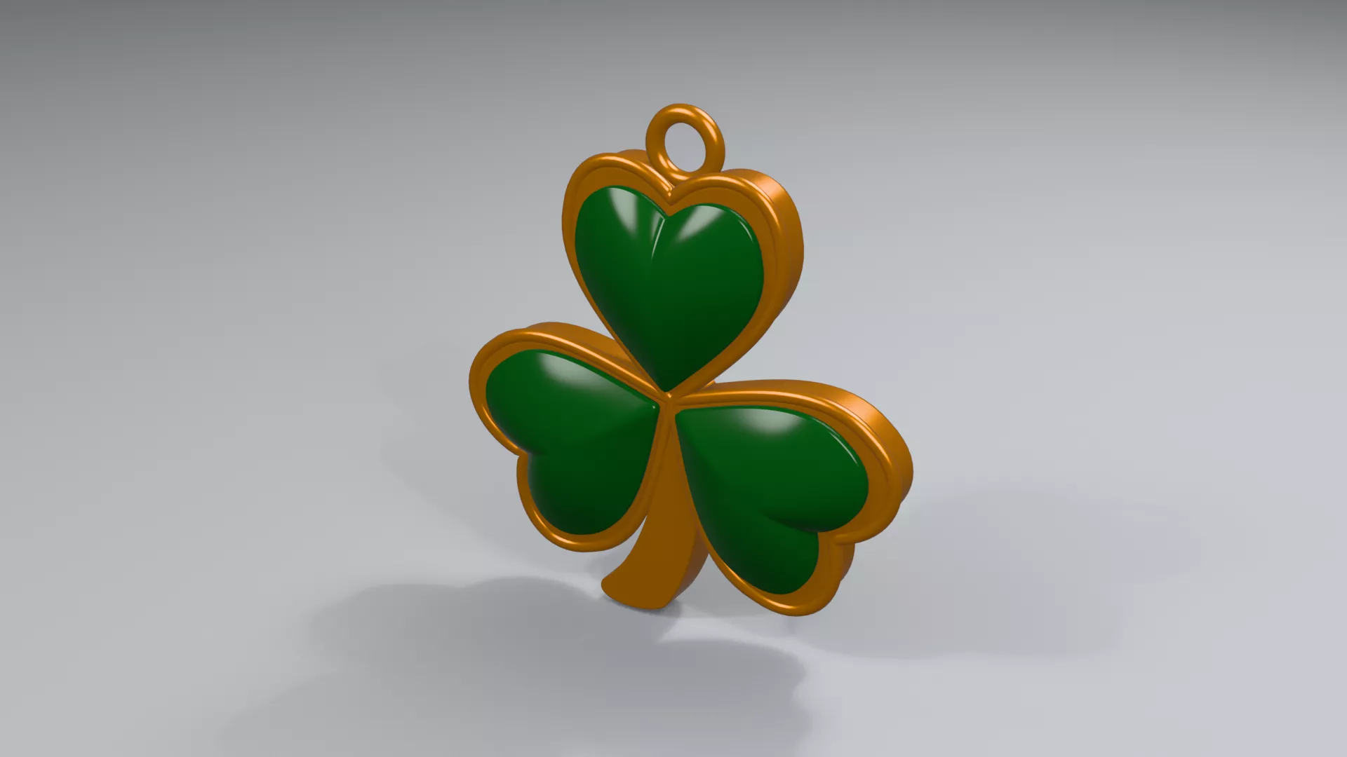 Gold Edged Green Shamrock Pendant Low-poly 3D model