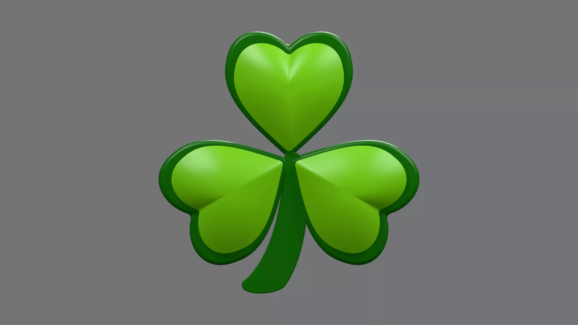 Glossy Lime Shamrock with Dark Border Low-poly 3D model