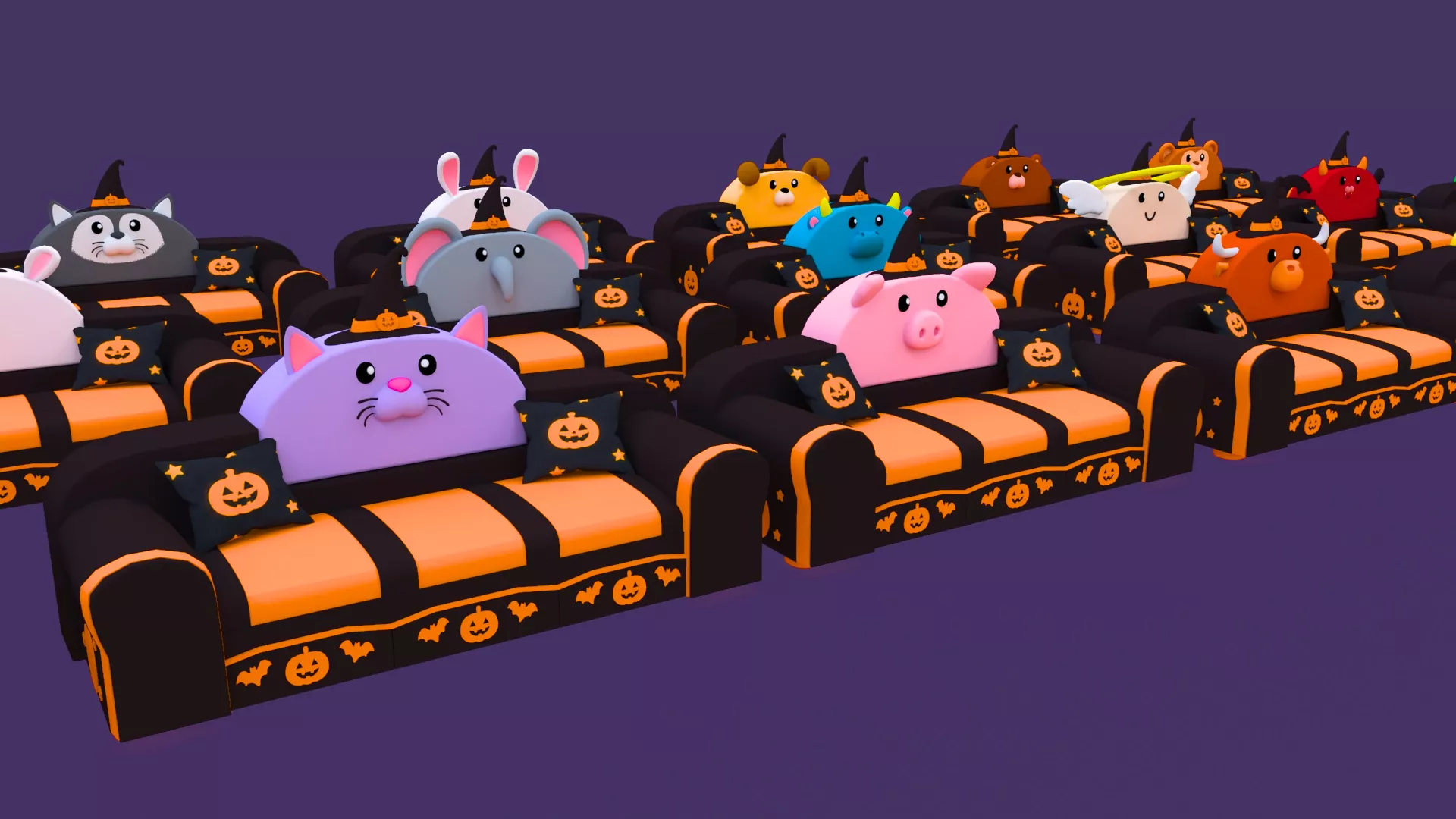 Halloween Couch Low-poly 3D model