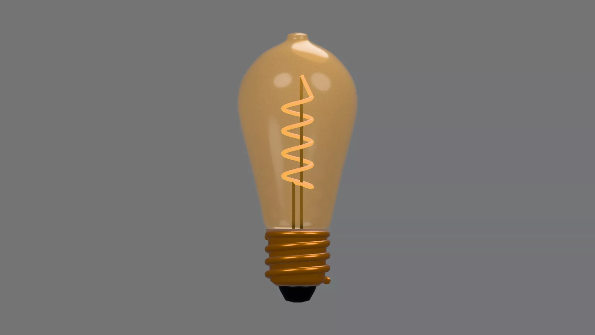 Amber Filament Lamp with Brass Base Low-poly 3D model