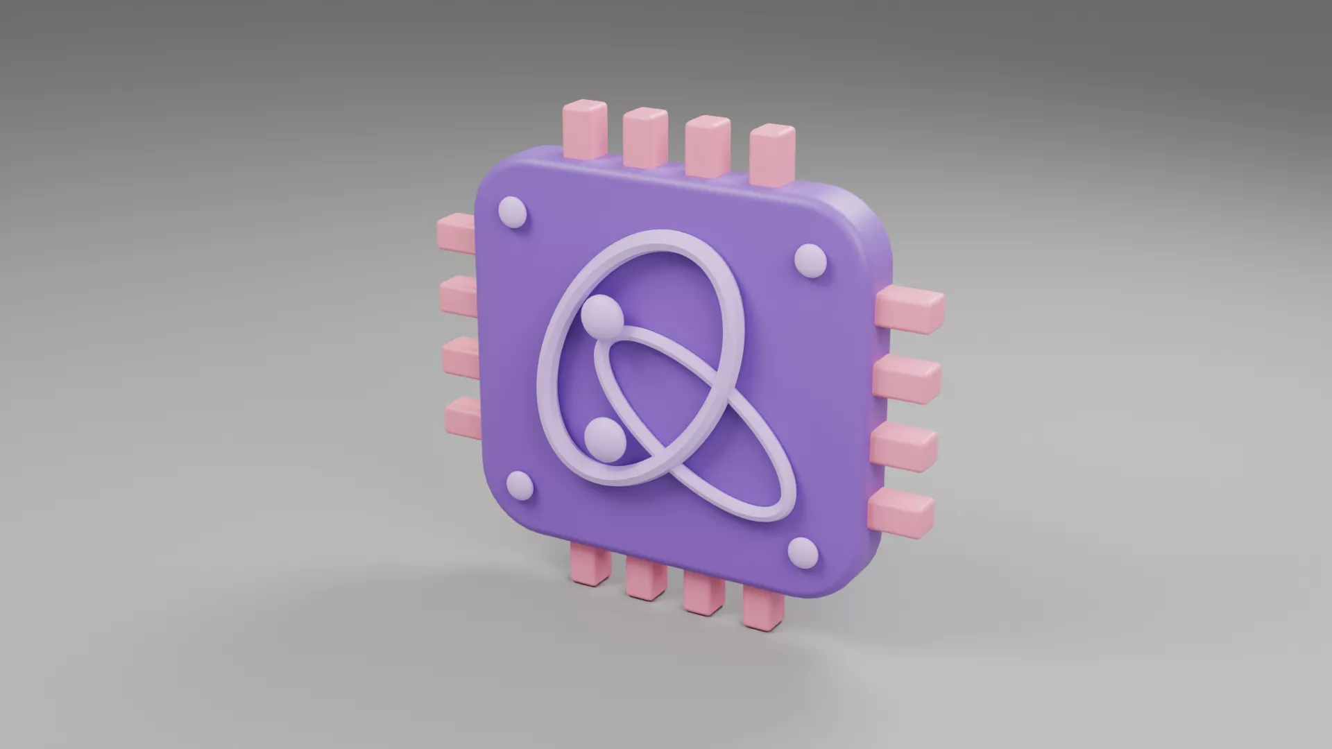 Purple Processor with Orbital Emblem Low-poly 3D model