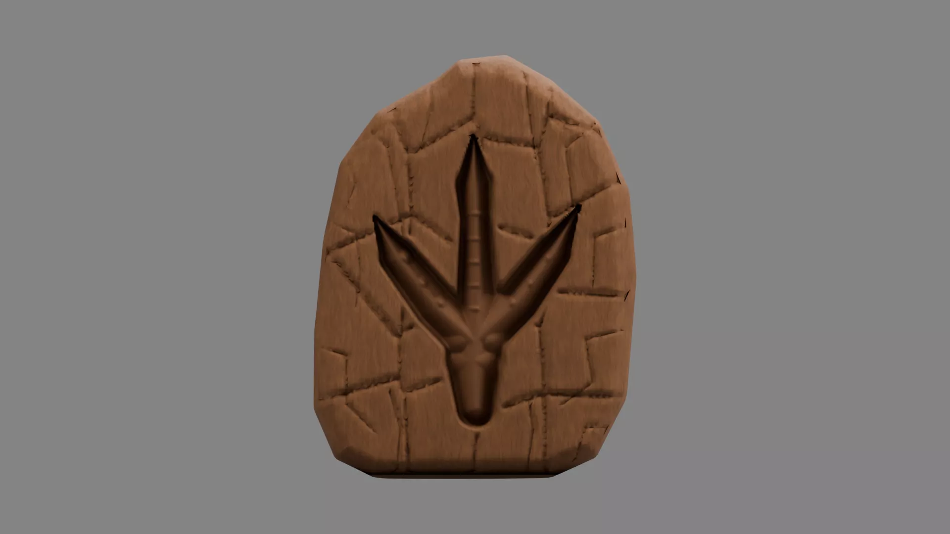 Three Toe Fossil Print in Brown Stone Low-poly 3D model