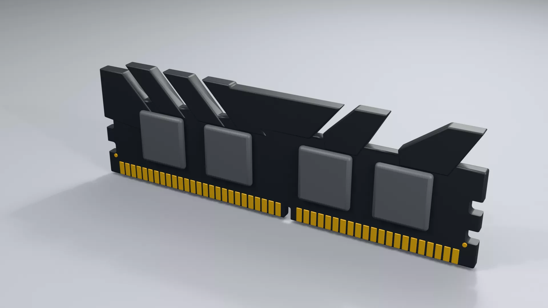 Black Desktop Memory Module with Angular Heatspreader Low-poly 3D model