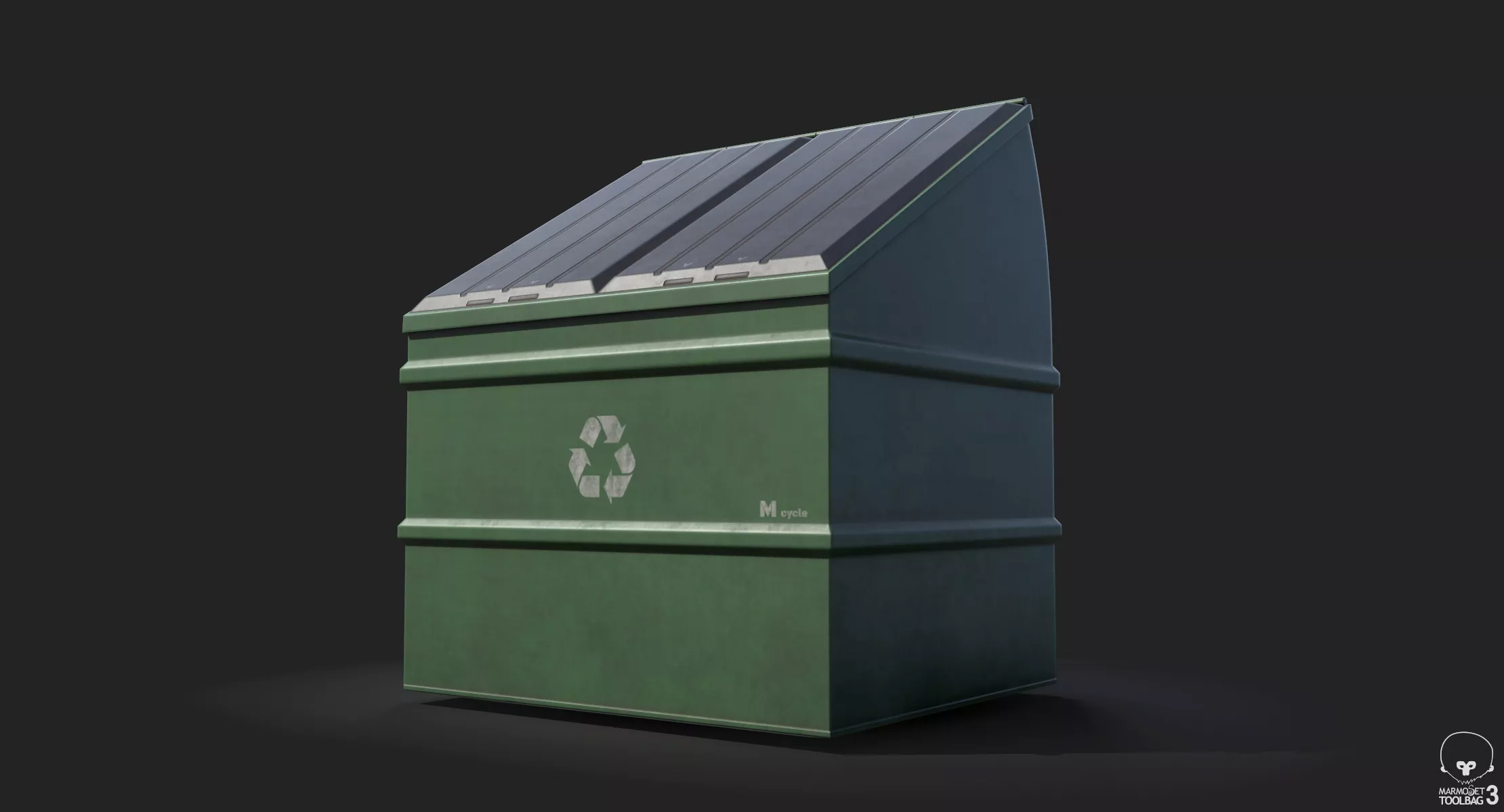 Recycling Bin PBR Low Poly Low-poly 3D model