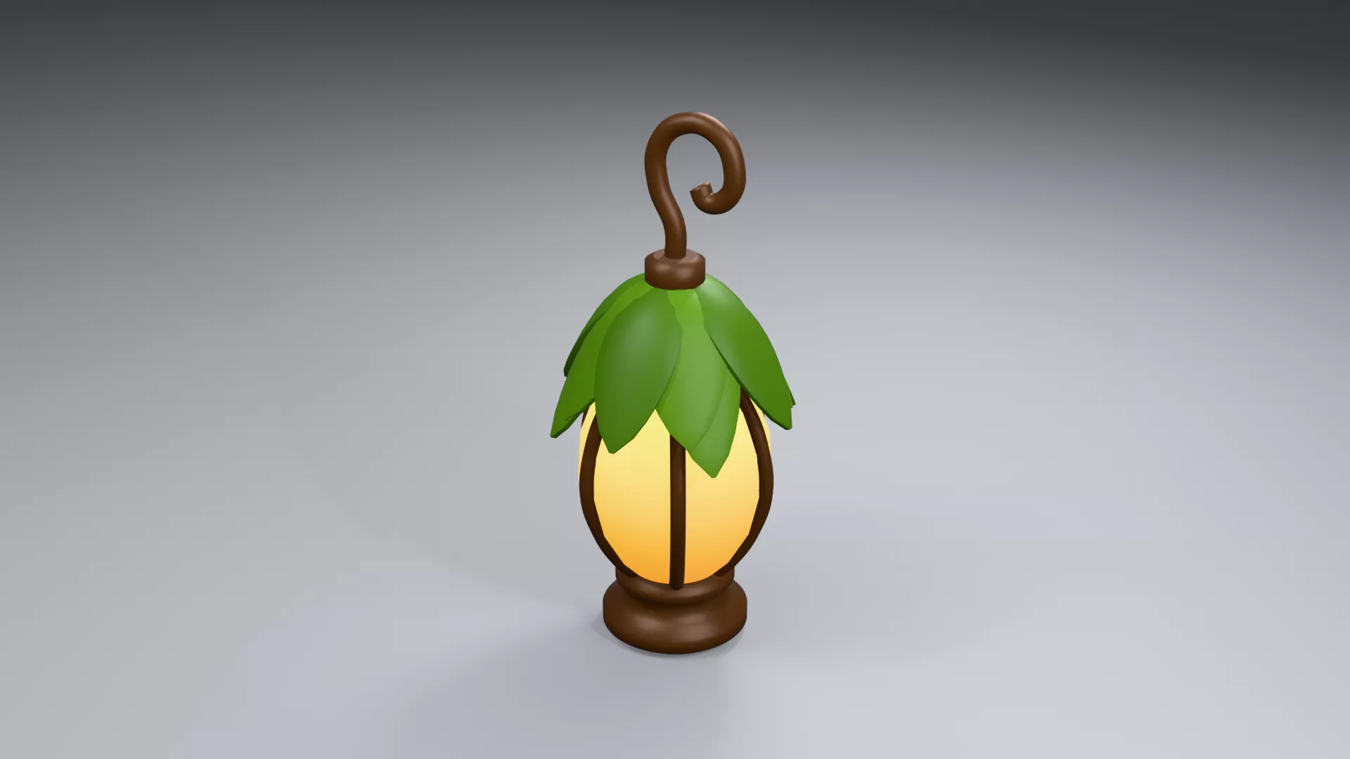 Leaf Topped Fantasy Lantern with Warm Glass Low-poly 3D model