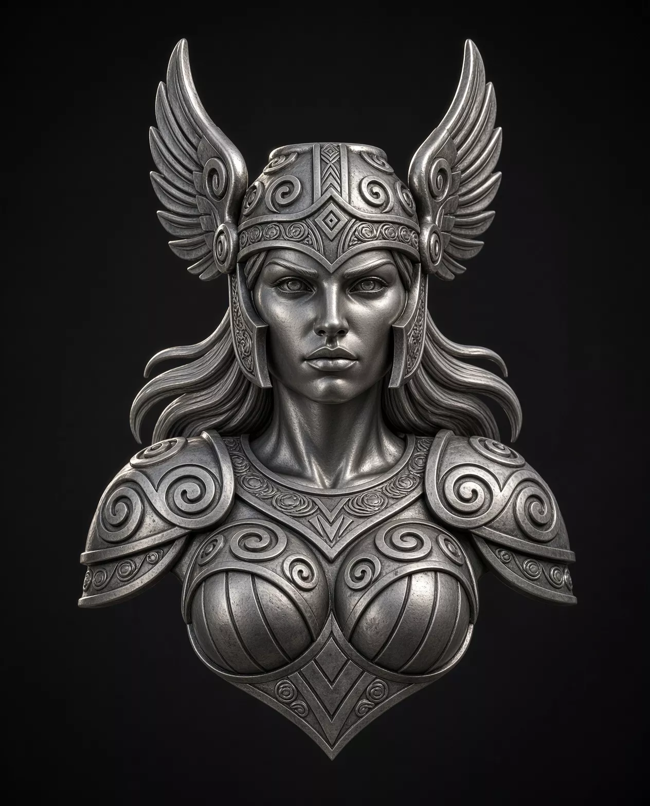 Valkyrie Bust Bead Viking Helmet Sculptural EDC Accessory 3D print model