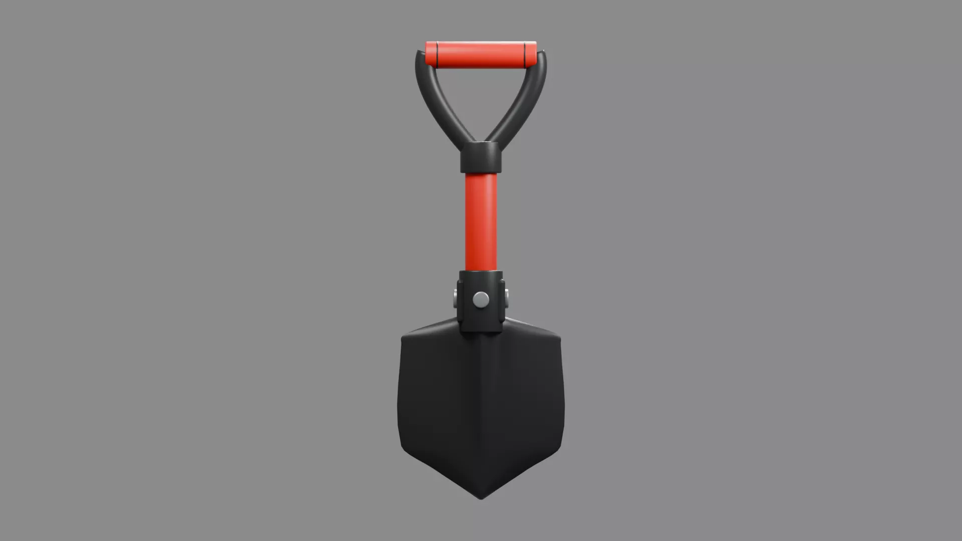 Black Folding Spade with Red Shaft Low-poly 3D model