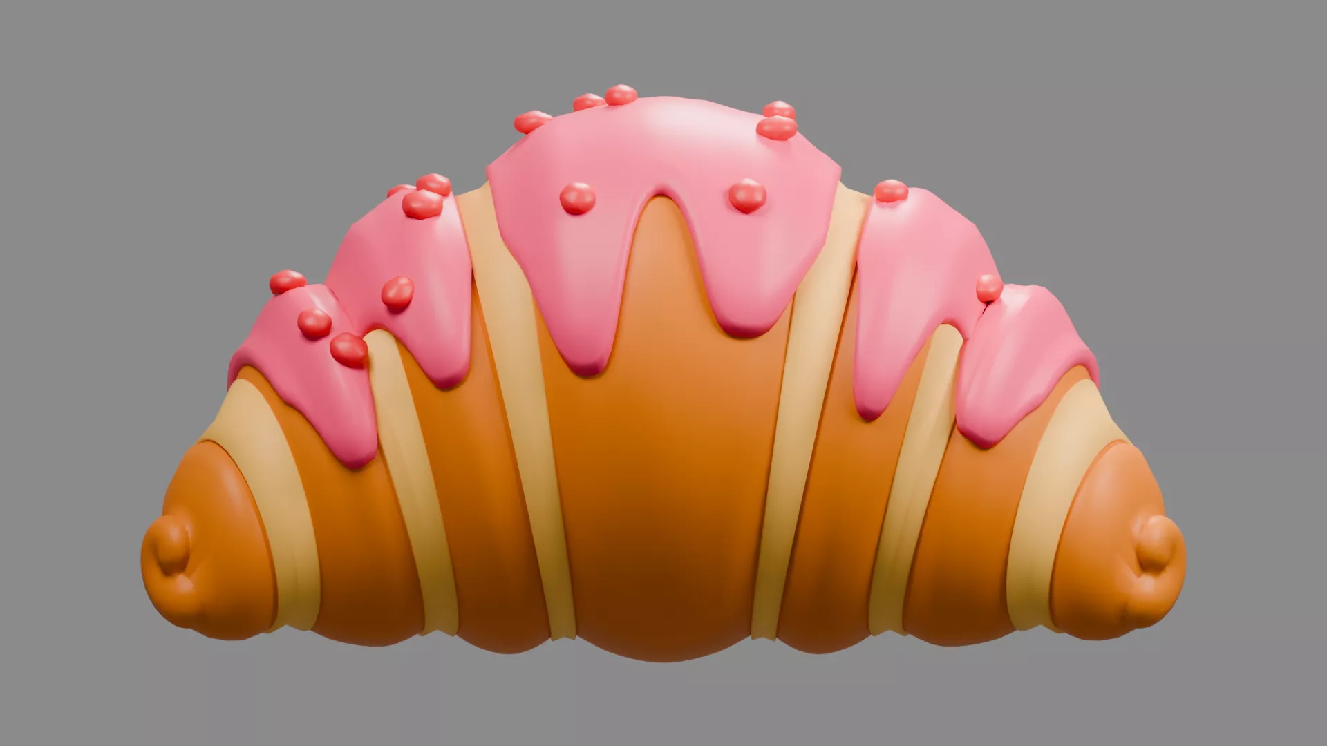Pink Drizzled Croissant with Sprinkles Low-poly 3D model