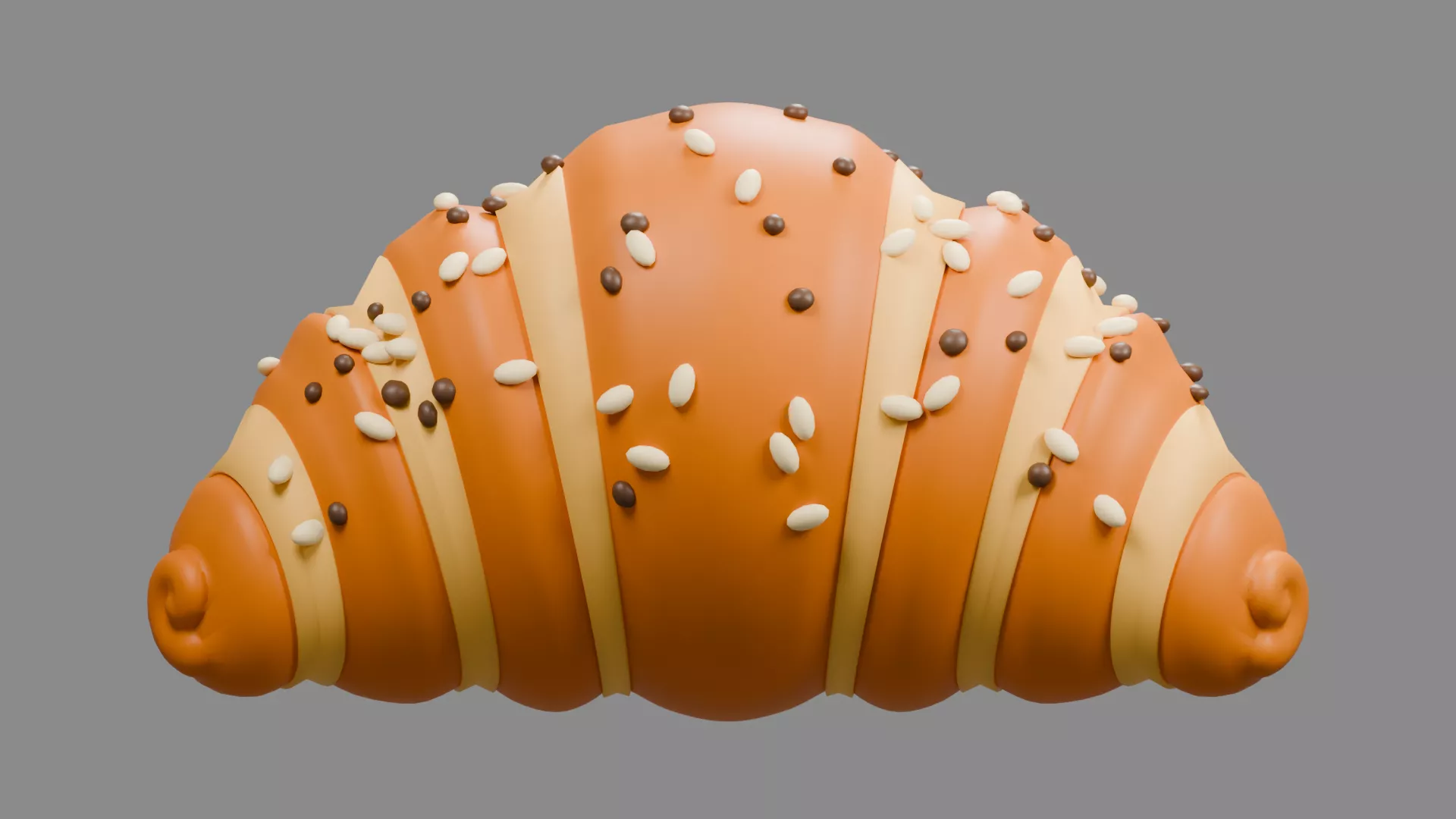 Cream Iced Crescent Pastry with Seeds Low-poly 3D model