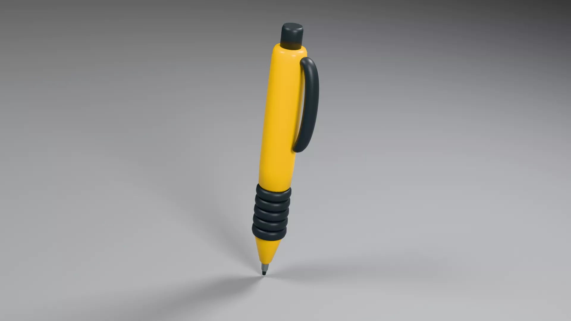 Yellow Ballpoint Pen with Black Grip Low-poly 3D model