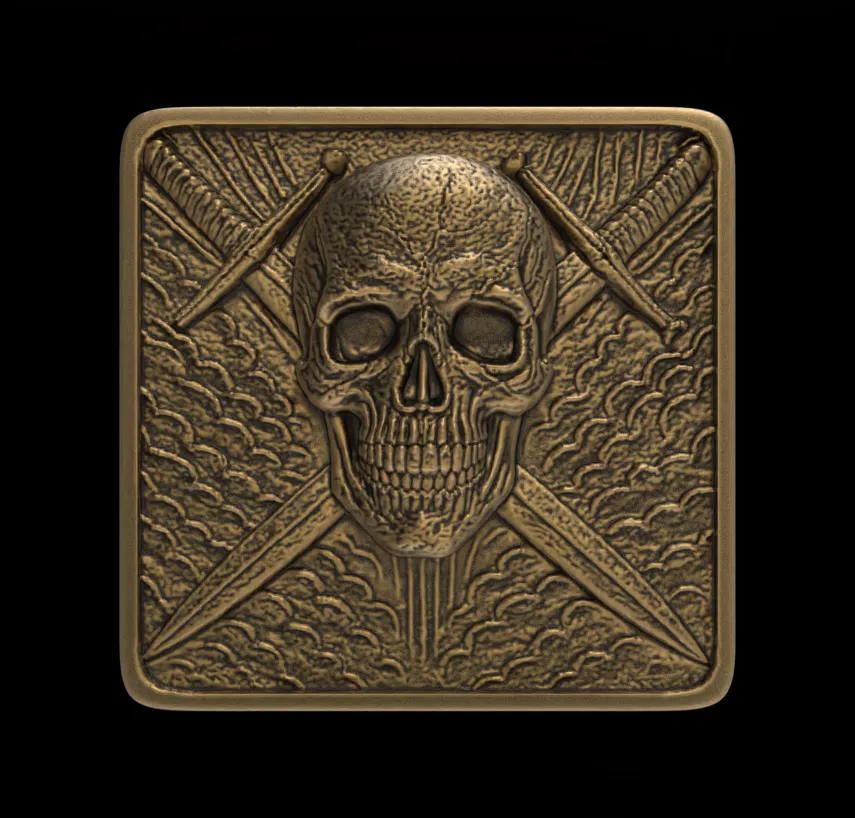 Bronze Skull and Crossed Swords Relief Emblem 3D print model