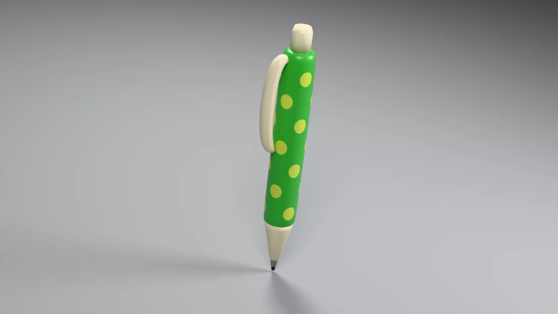 Green Polka Dot Writing Pen Low-poly 3D model