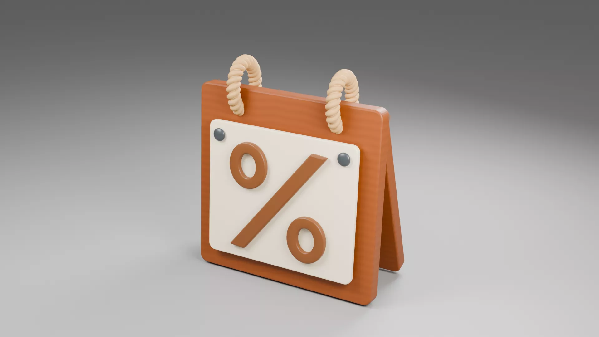 Wooden Discount Desk Calendar with Percent Sign Low-poly 3D model