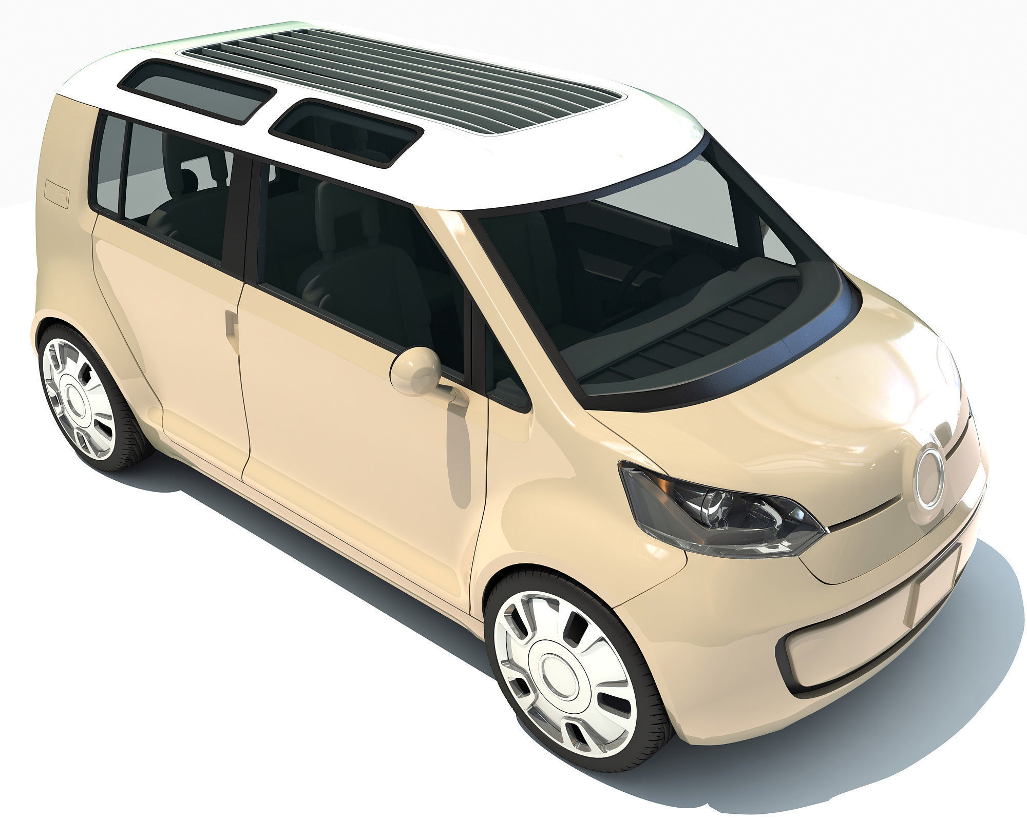 Yellow Mini Car 3D model_5