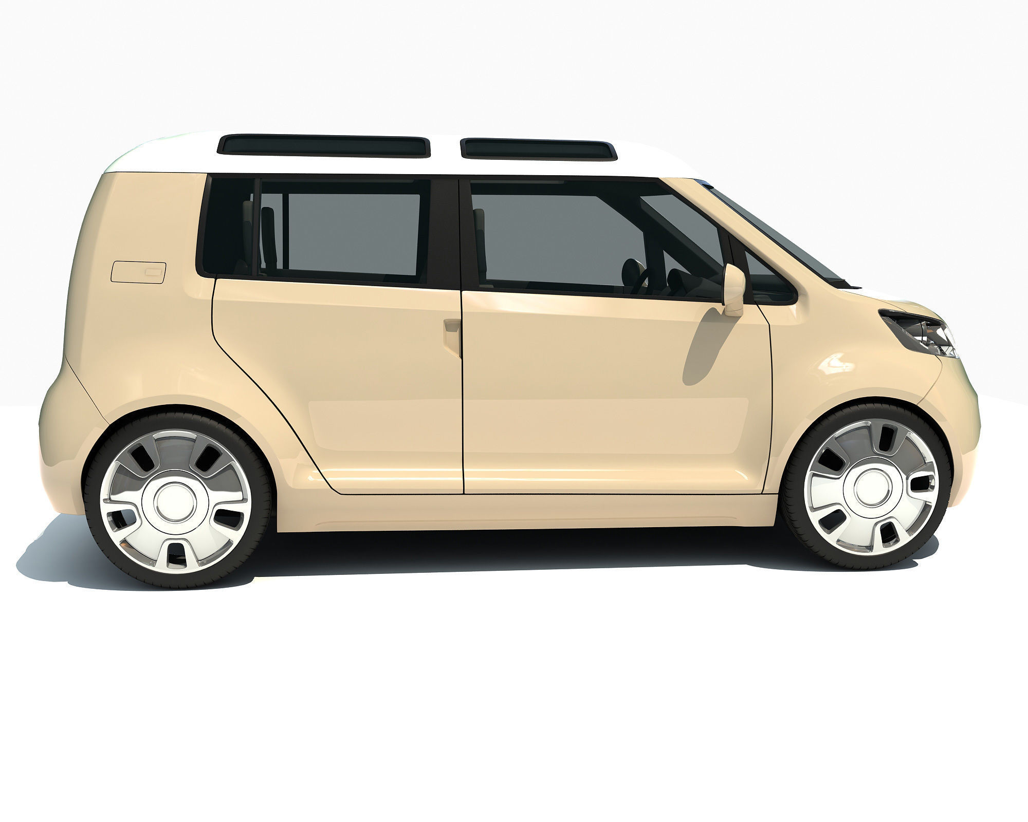 Yellow Mini Car 3D model_6