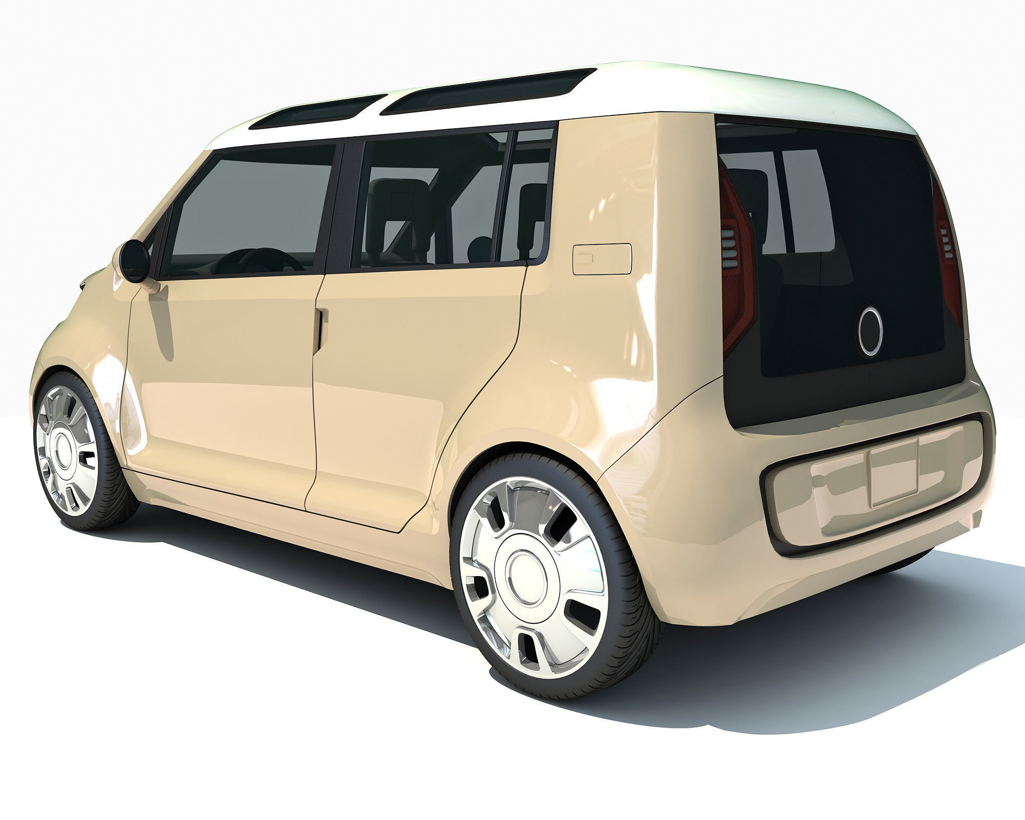 Yellow Mini Car 3D model_2