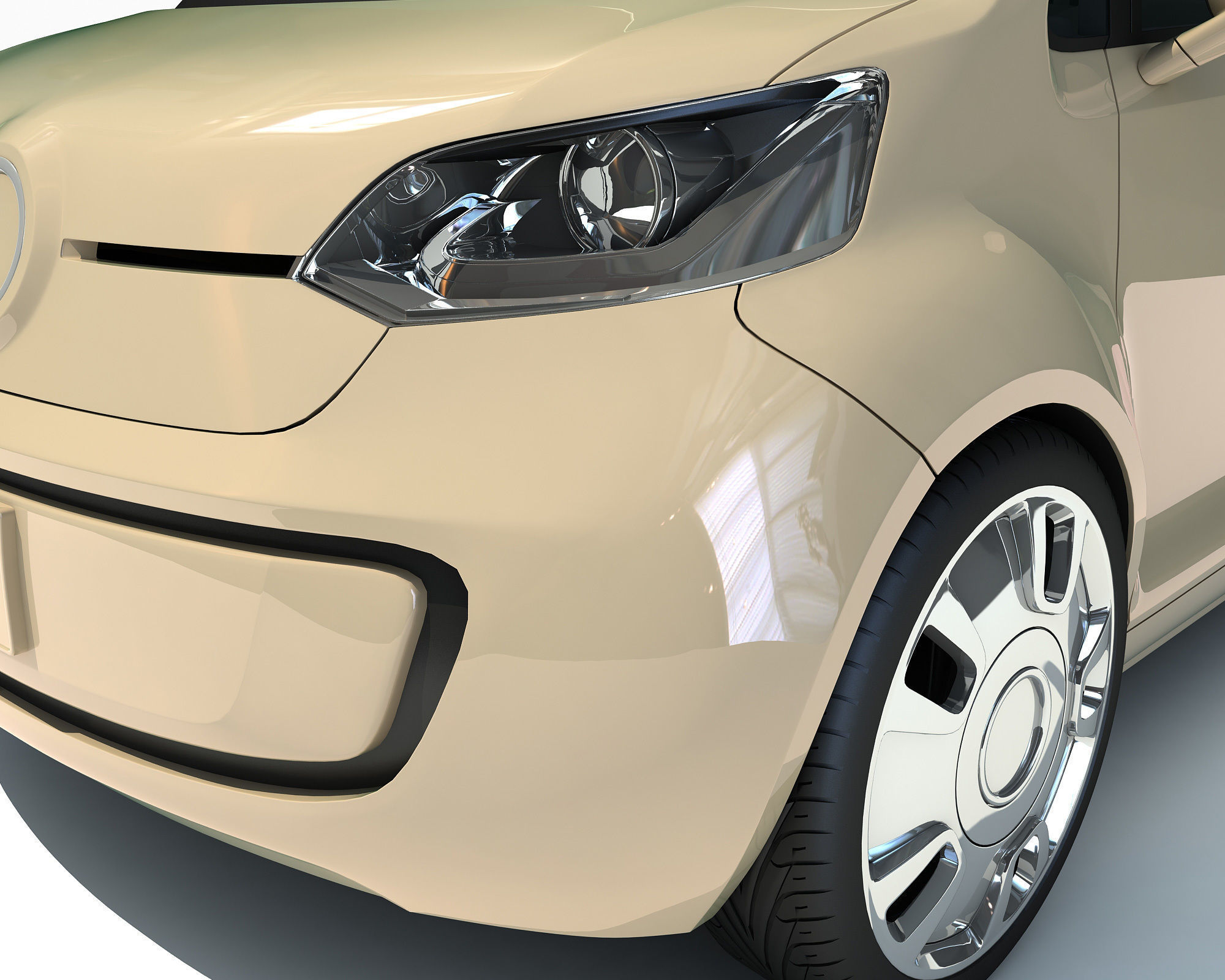 Yellow Mini Car 3D model_8