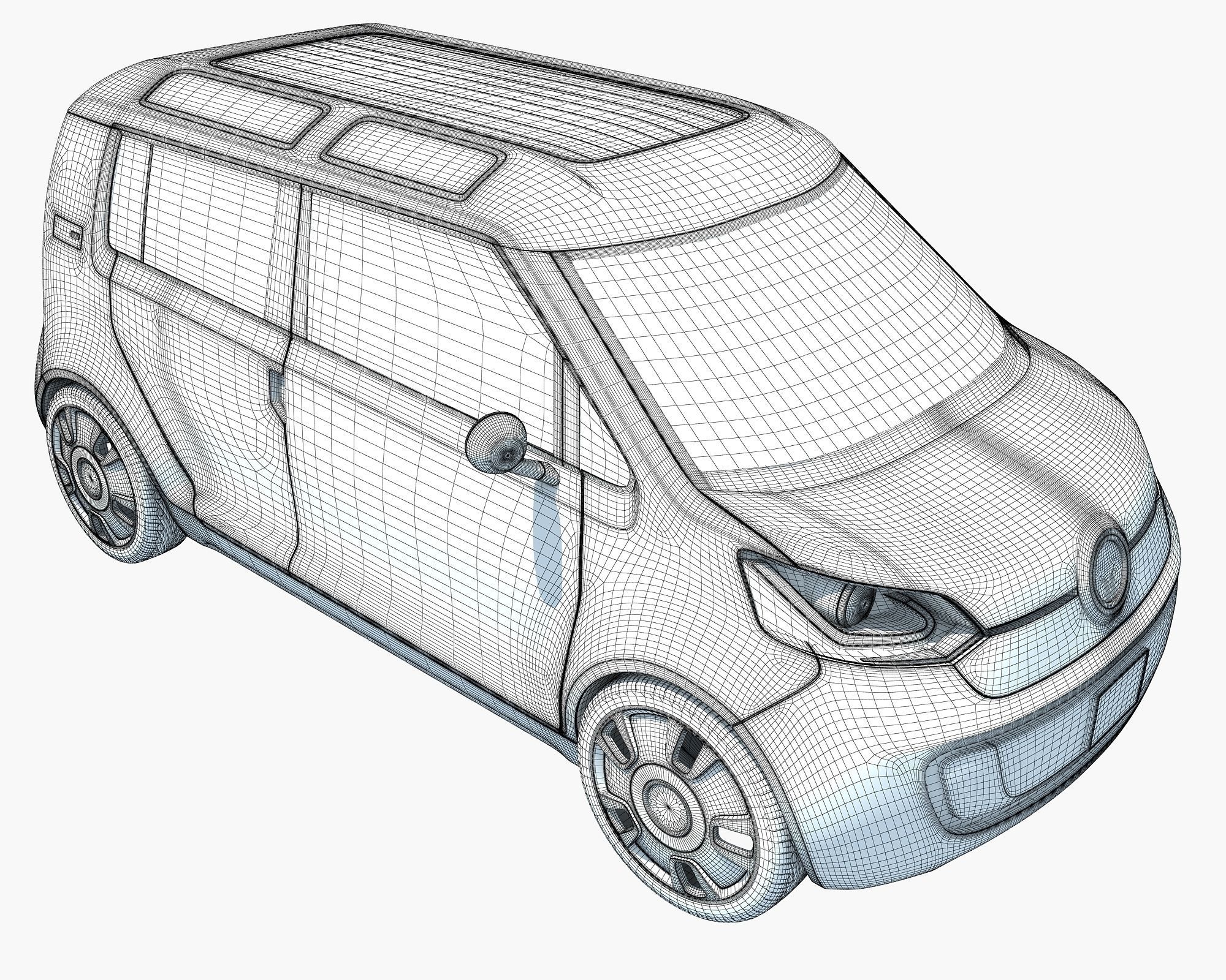 Yellow Mini Car 3D model_12