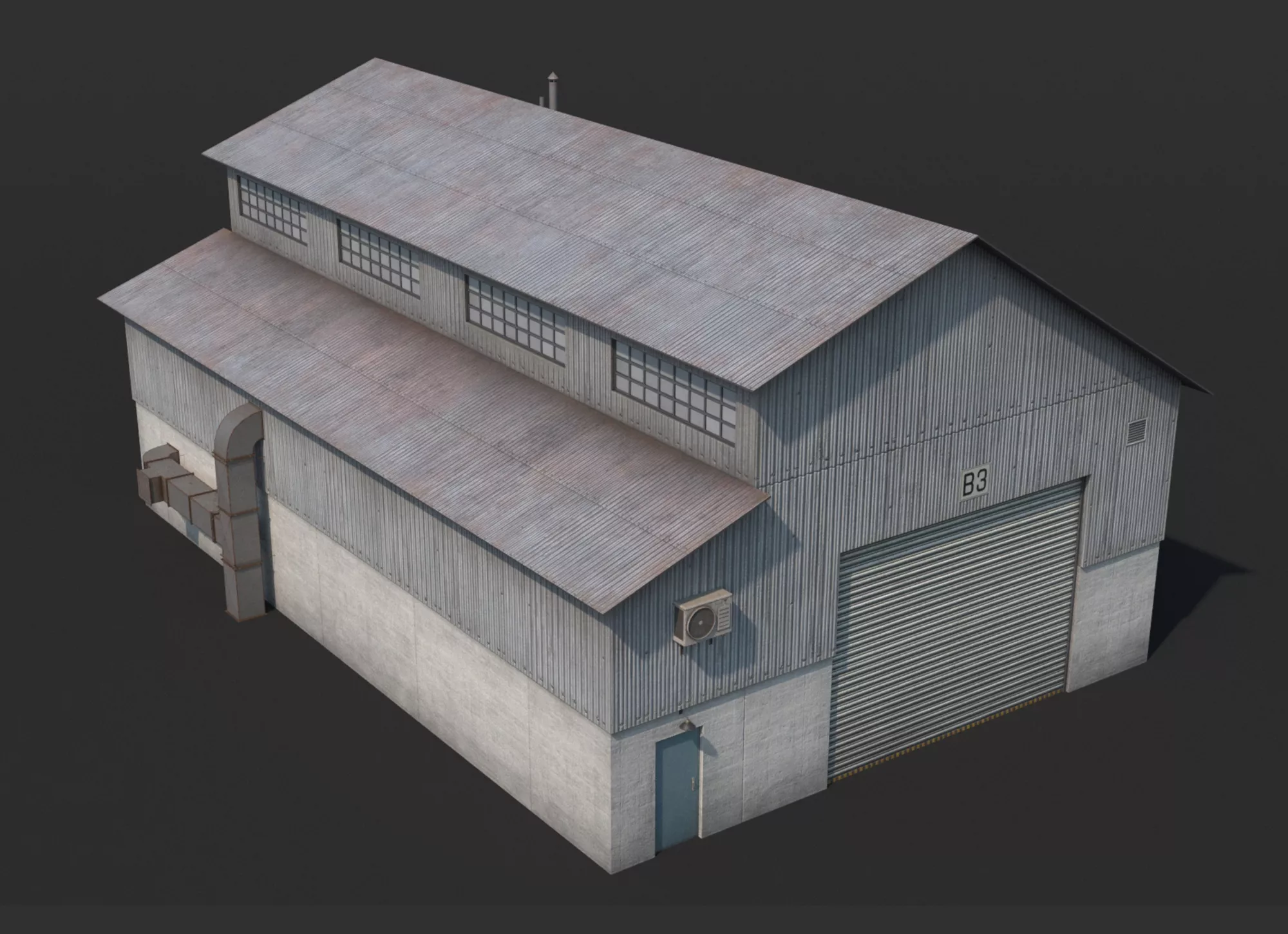 3D model Hangar PBR Low Poly VR / AR / low-poly | CGTrader