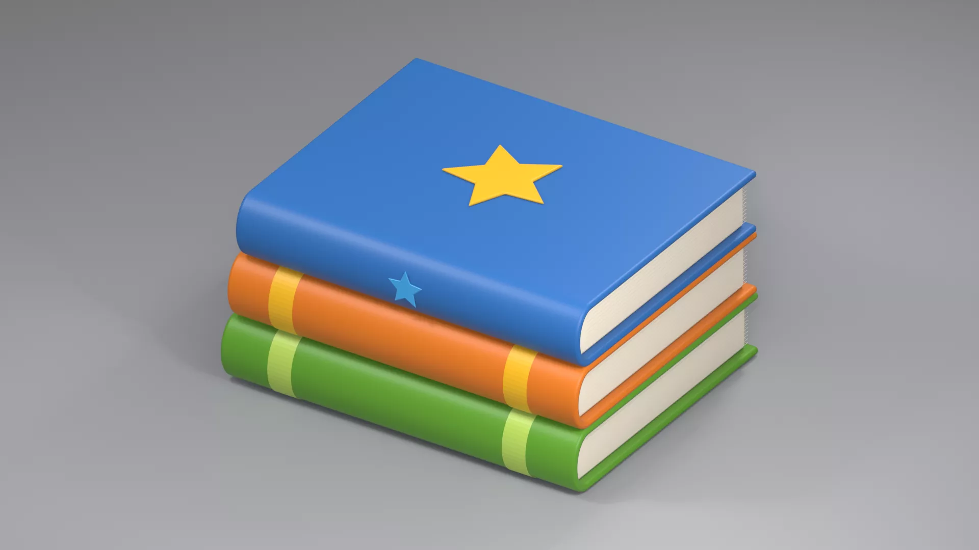 Star Cover Books in Bright Colors Low-poly 3D model