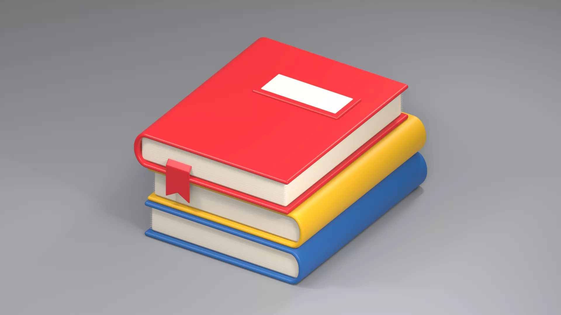 Red Schoolbook atop Yellow Blue Volumes Low-poly 3D model
