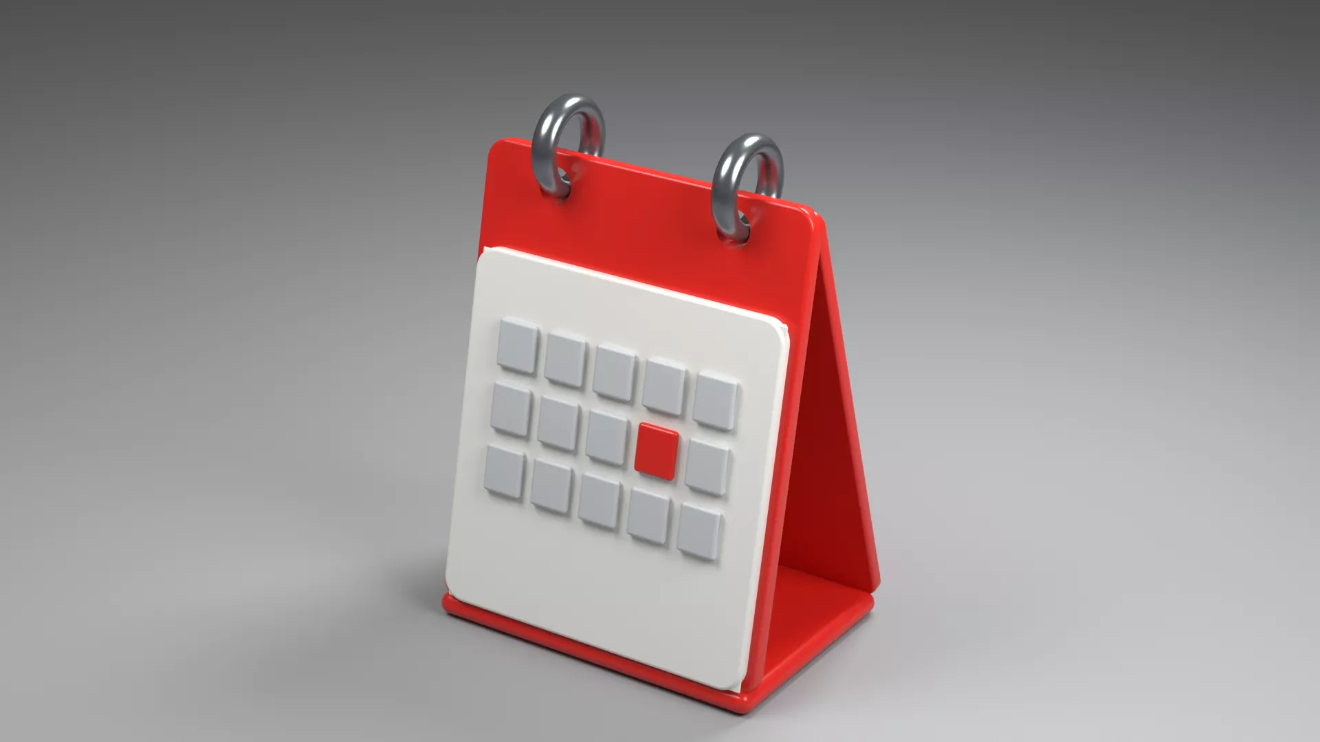 Red Standing Calendar with Ring Binding Low-poly 3D model