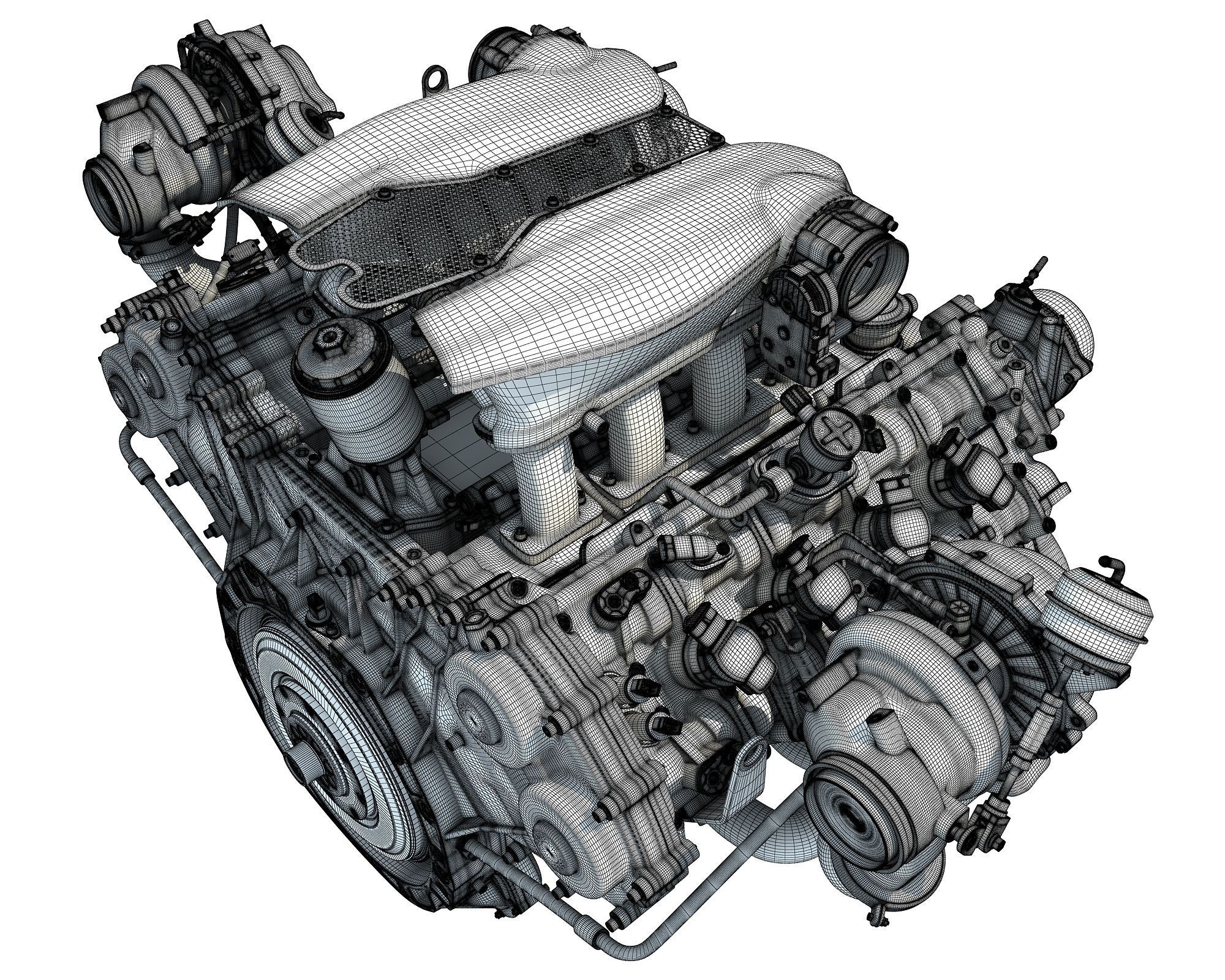 Turbocharged V8 Engine 3D model_15
