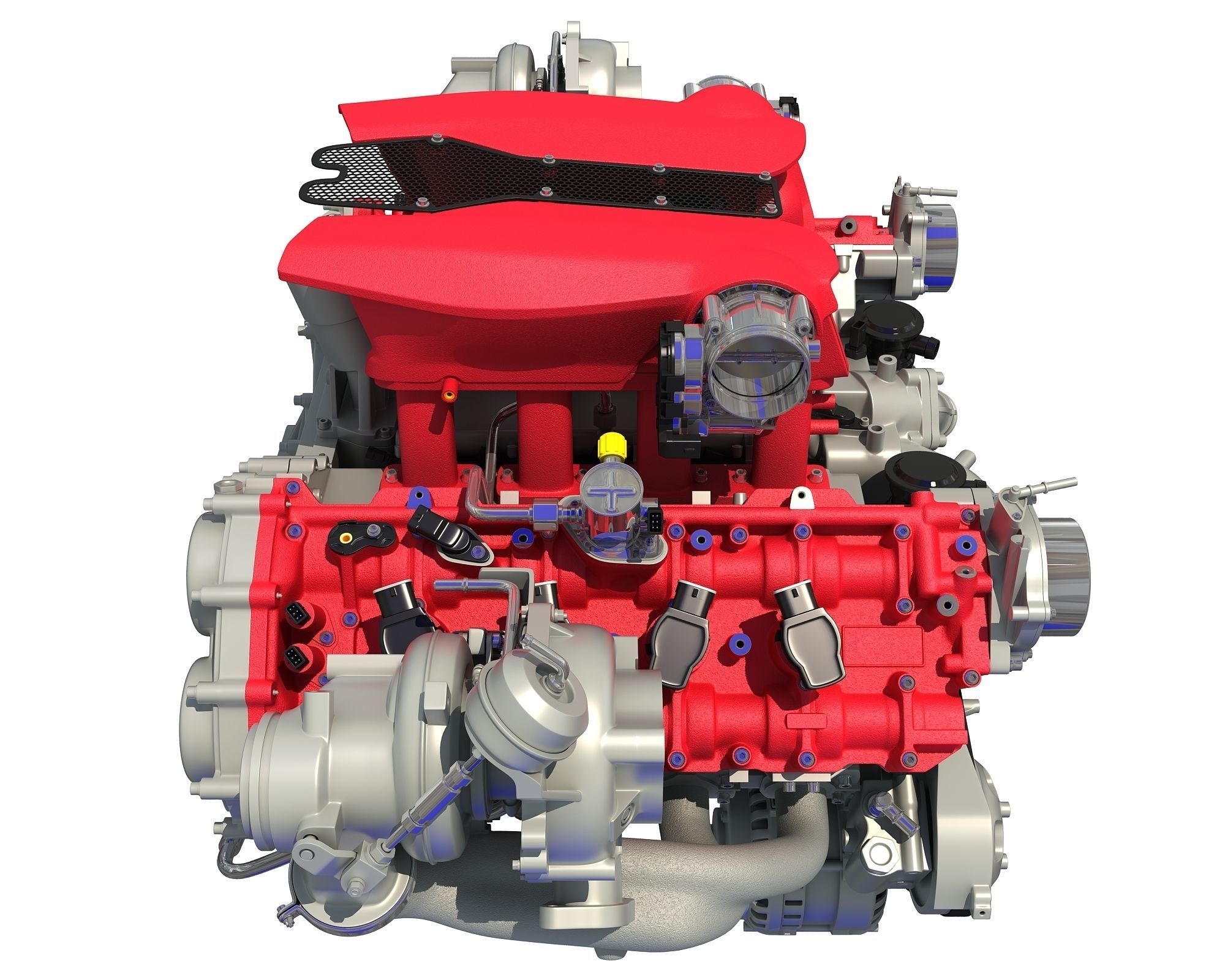 Turbocharged V8 Engine 3D model_4