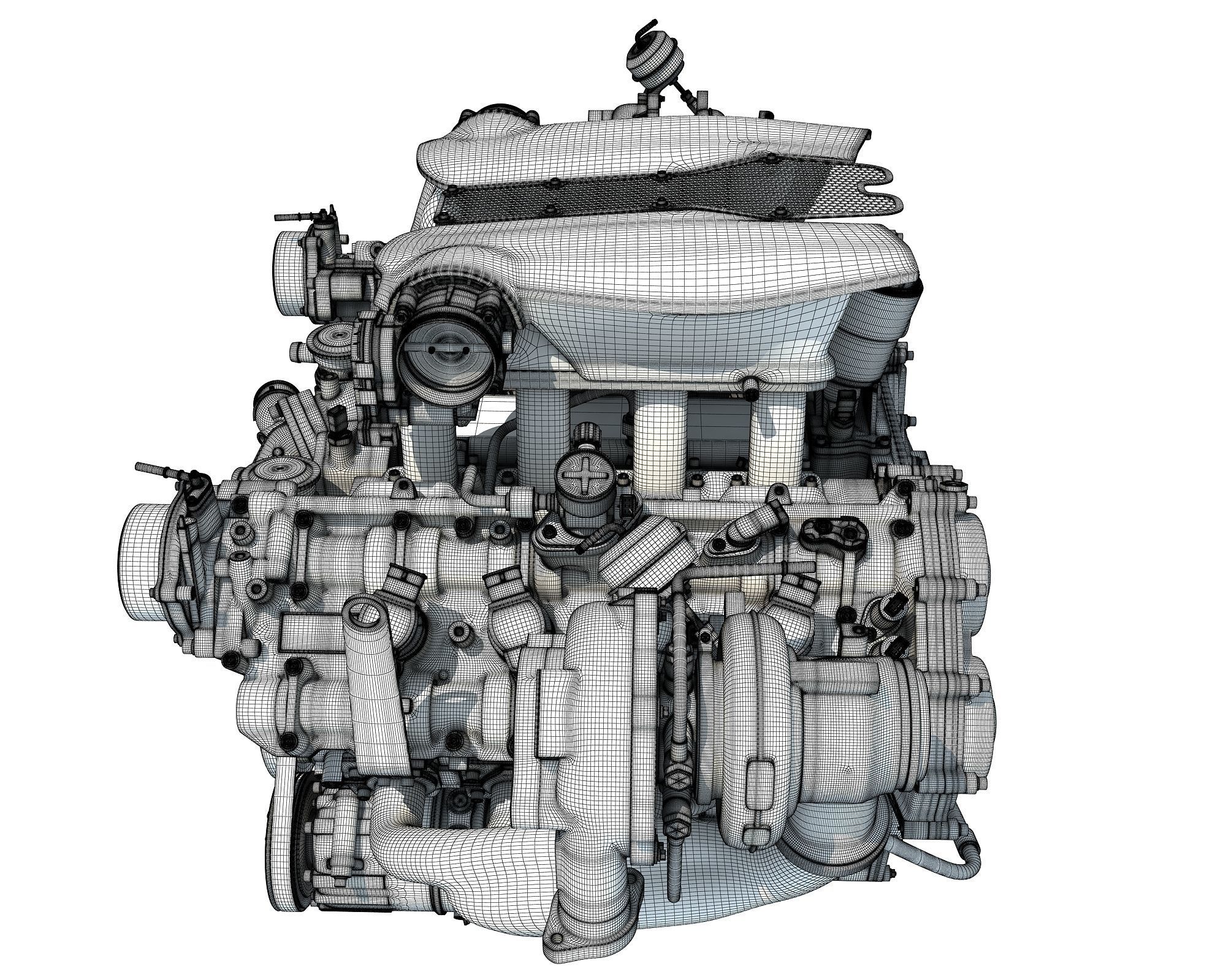Turbocharged V8 Engine 3D model_18