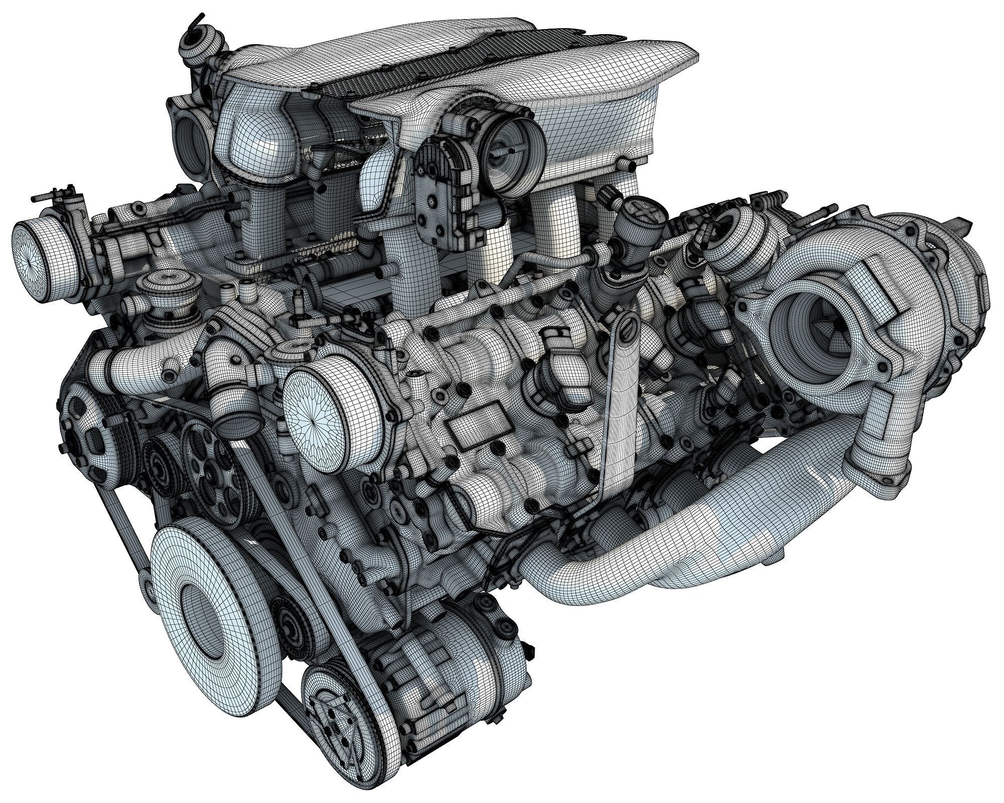 Turbocharged V8 Engine 3D model_14