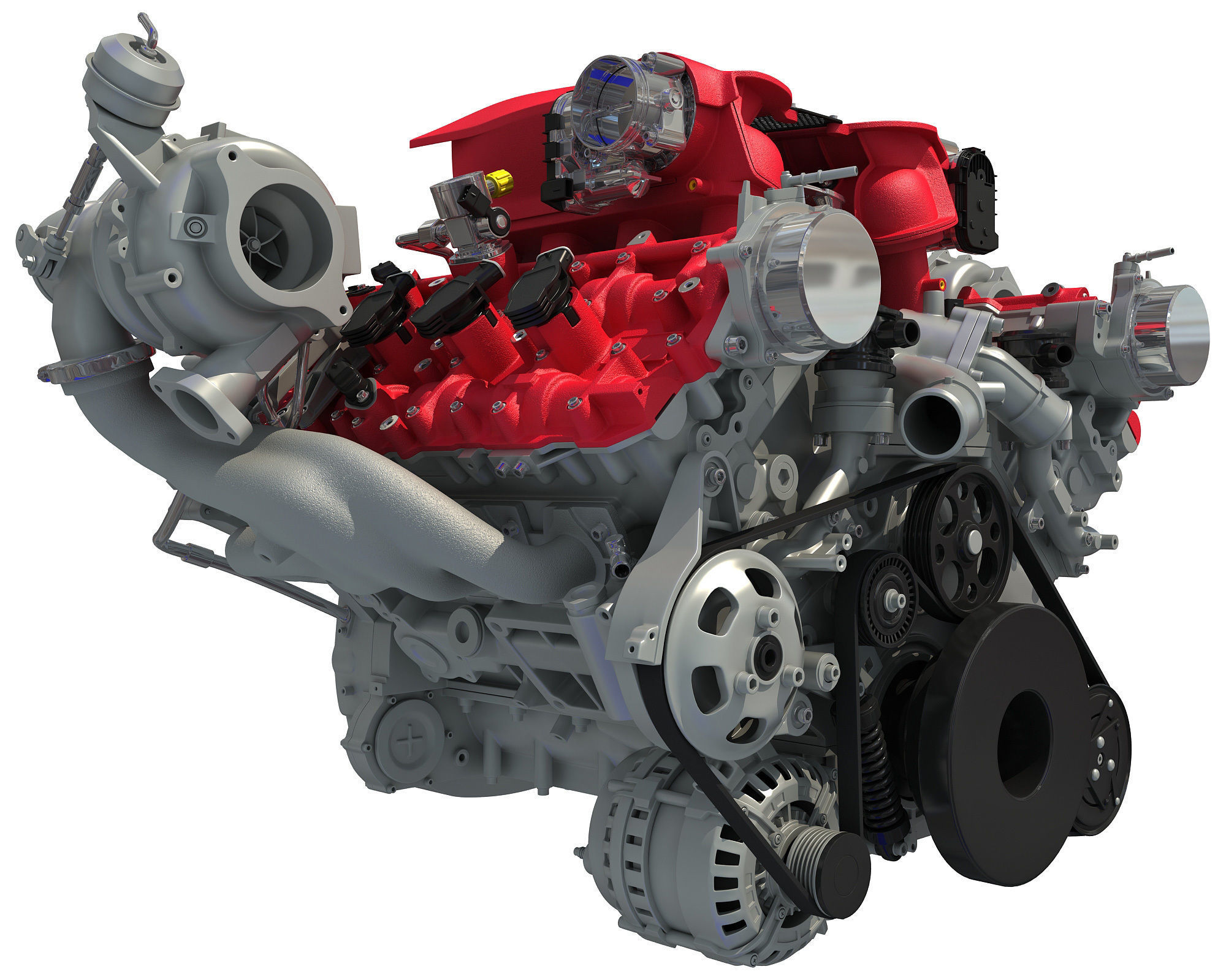 Turbocharged V8 Engine 3D model_7