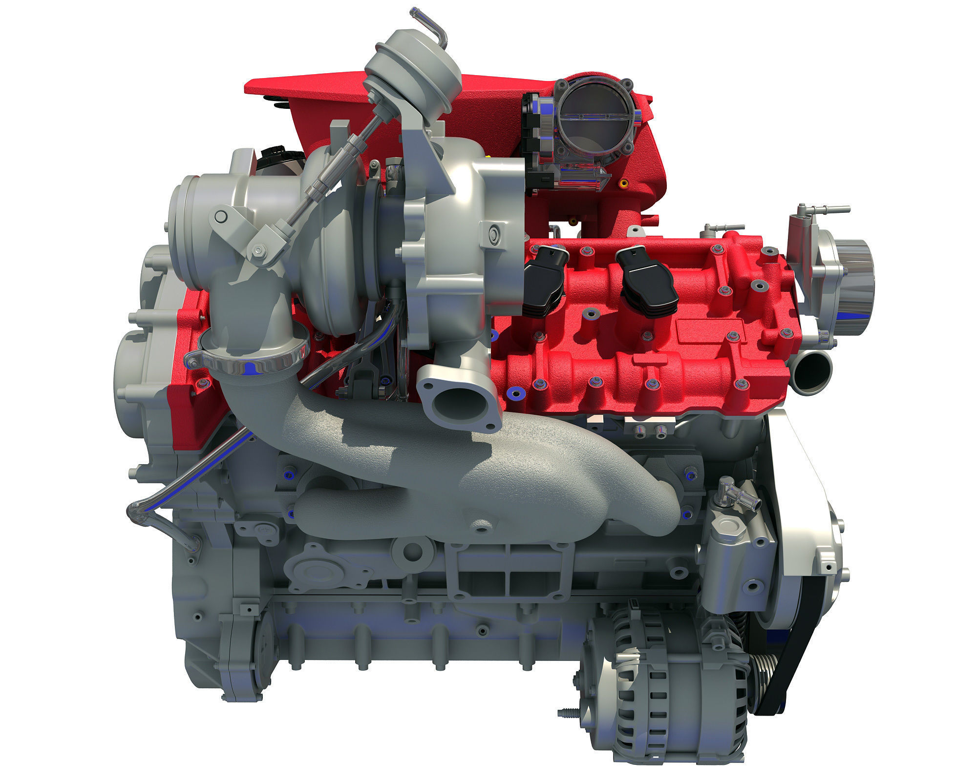 Turbocharged V8 Engine 3D model_6