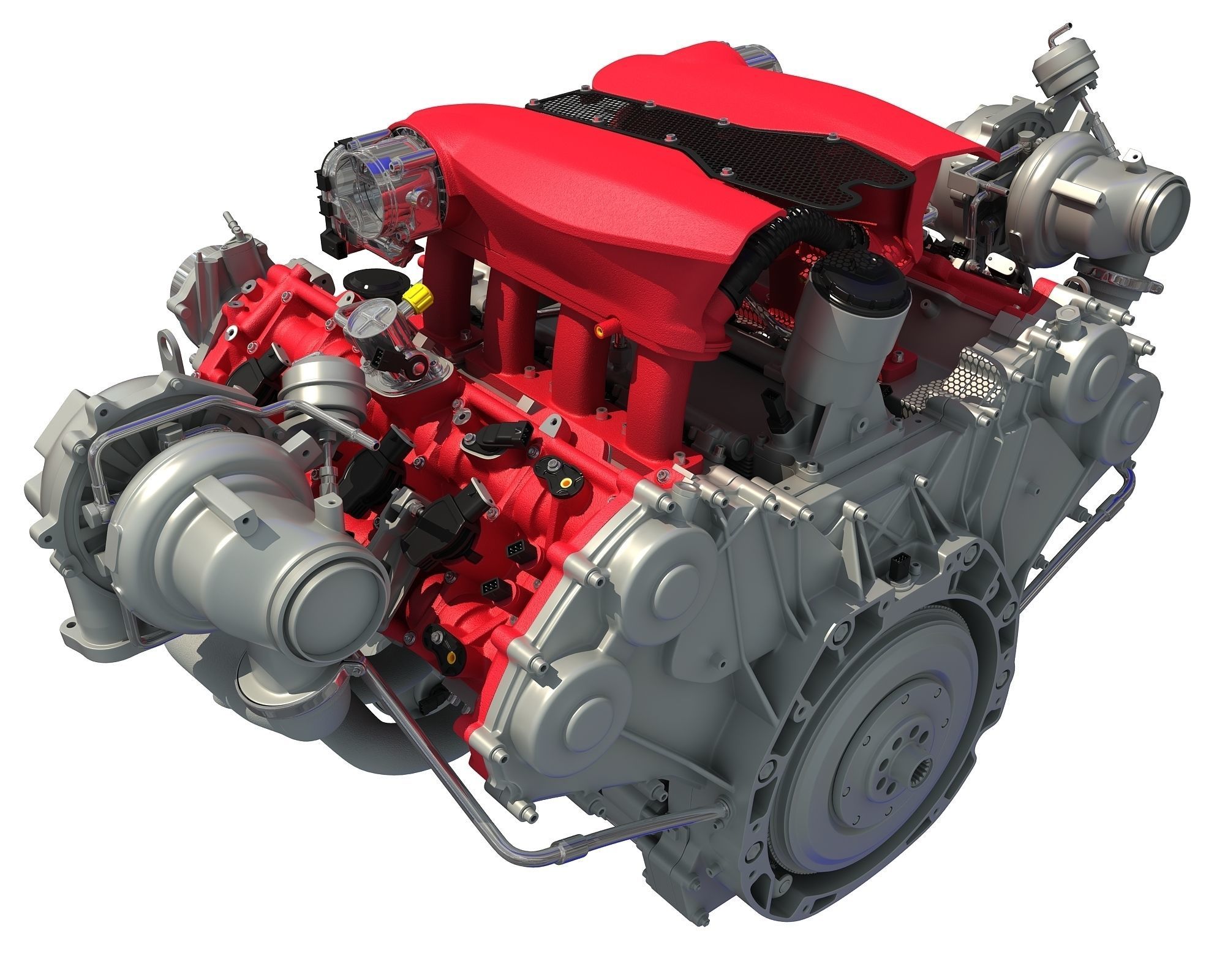 Turbocharged V8 Engine 3D model_3