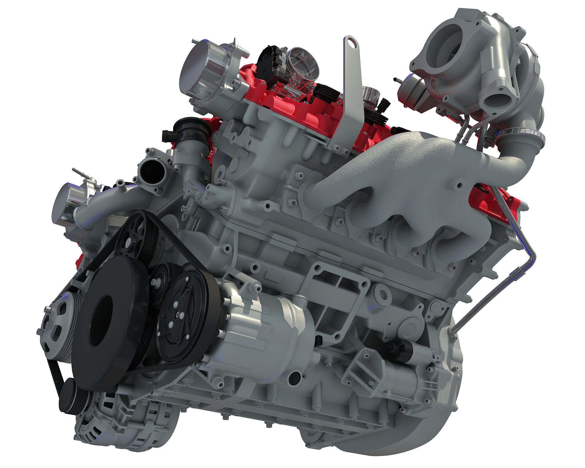 Turbocharged V8 Engine 3D model_8