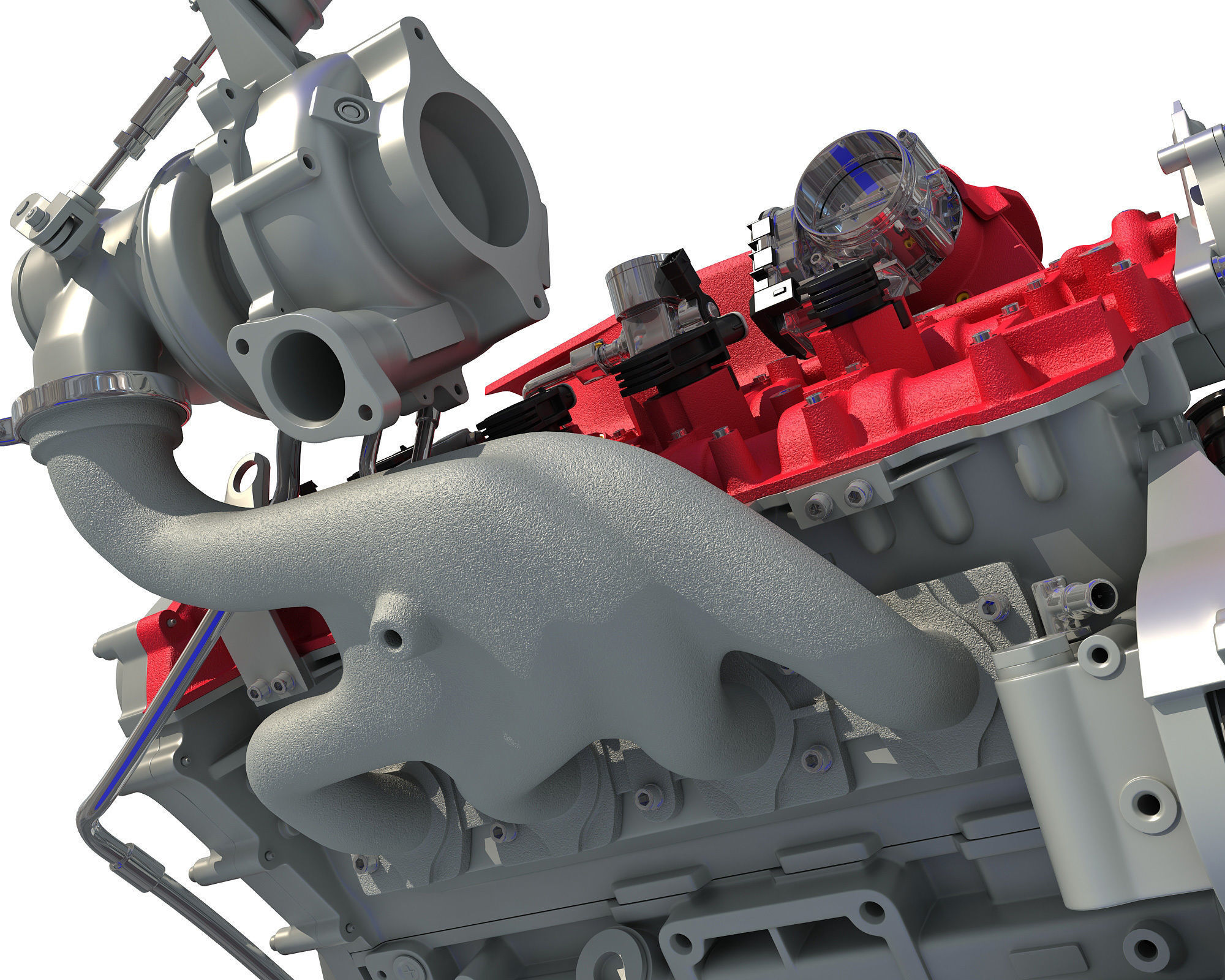 Turbocharged V8 Engine 3D model_13
