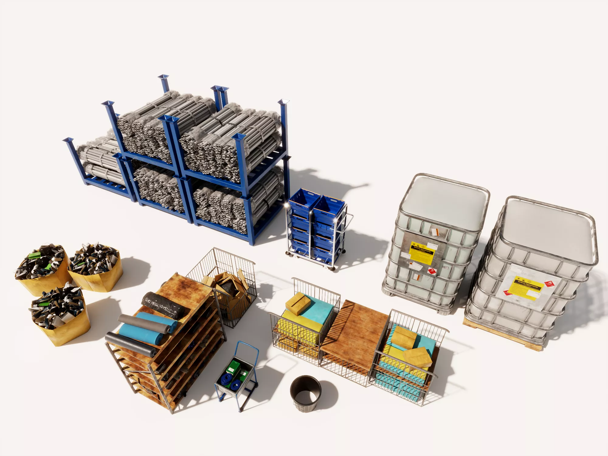 Warehouse Storage Industrial Props Pack Low-poly 3D model