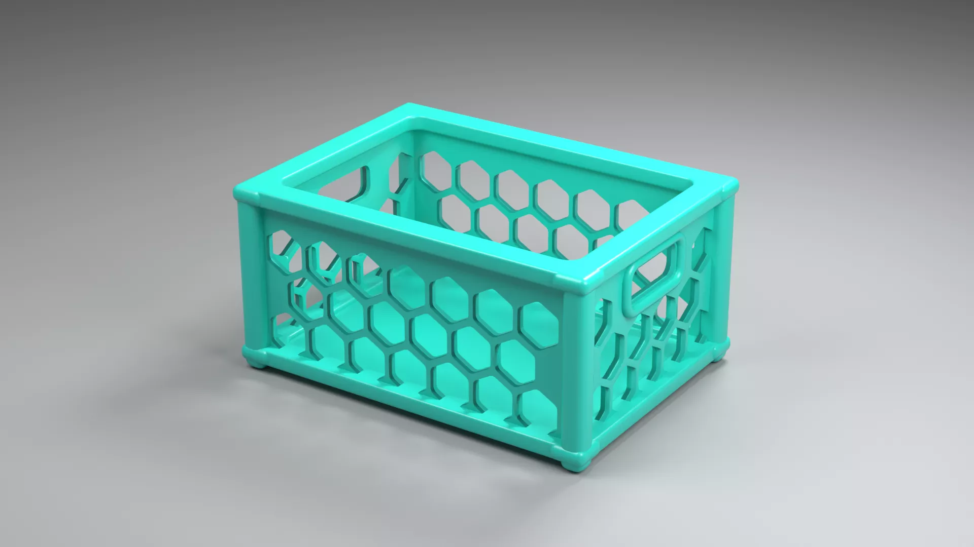 Turquoise Honeycomb Storage Crate Low-poly 3D model