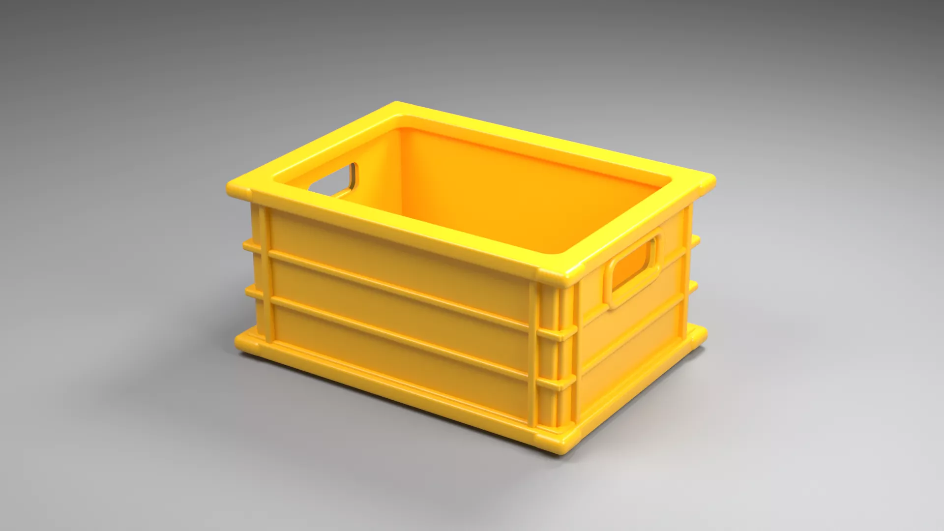 Yellow Ribbed Plastic Transport Container Low-poly 3D model